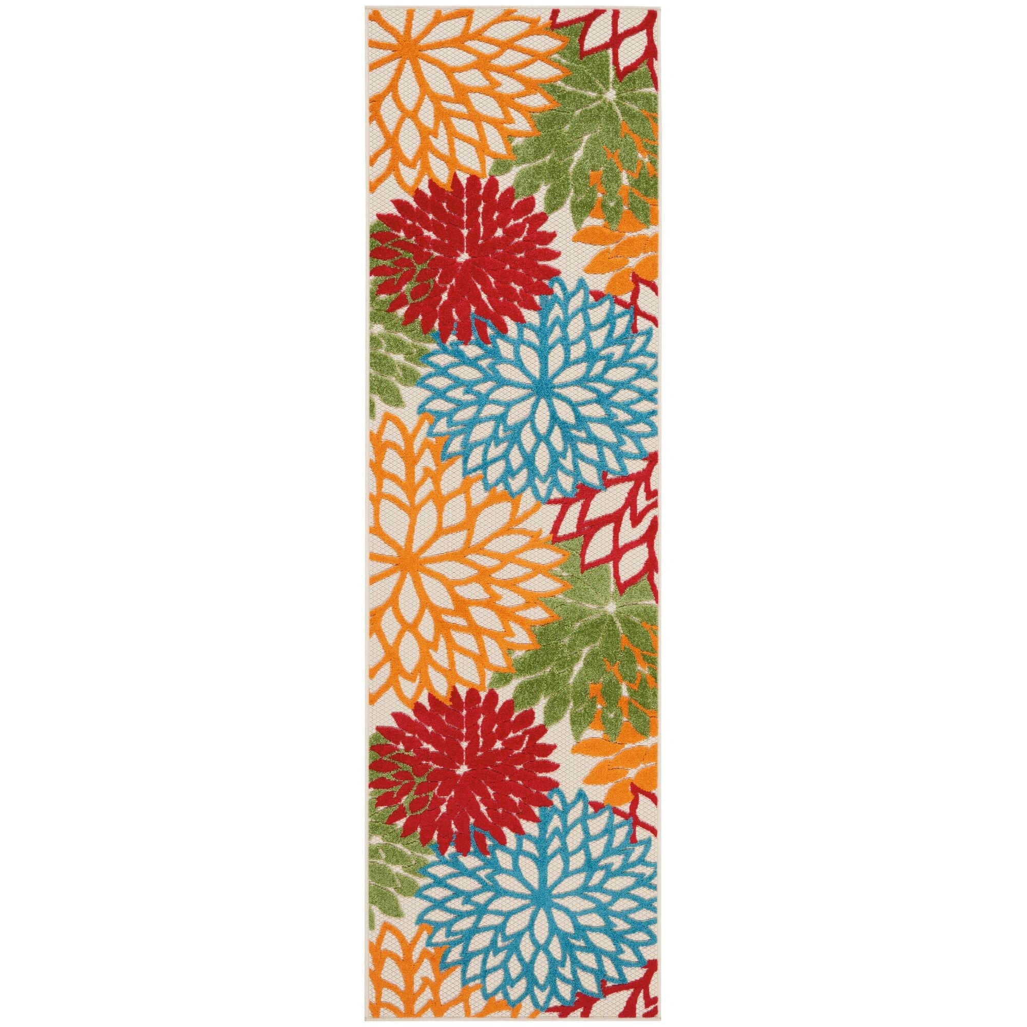 Green Tropical Indoor-Outdoor Black White Area Rug