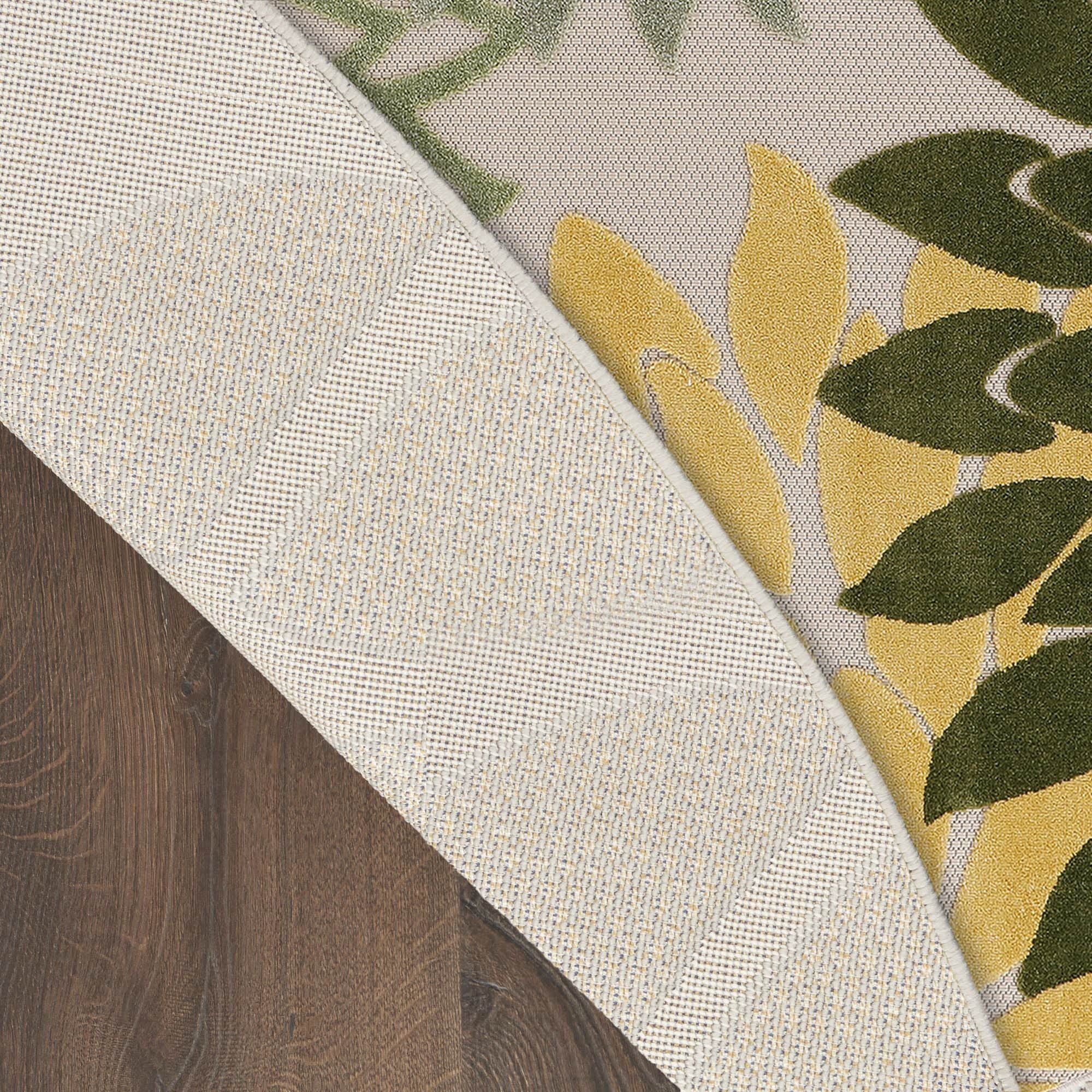 Green Multicolor Tropical Indoor-Outdoor Black White Area Rug