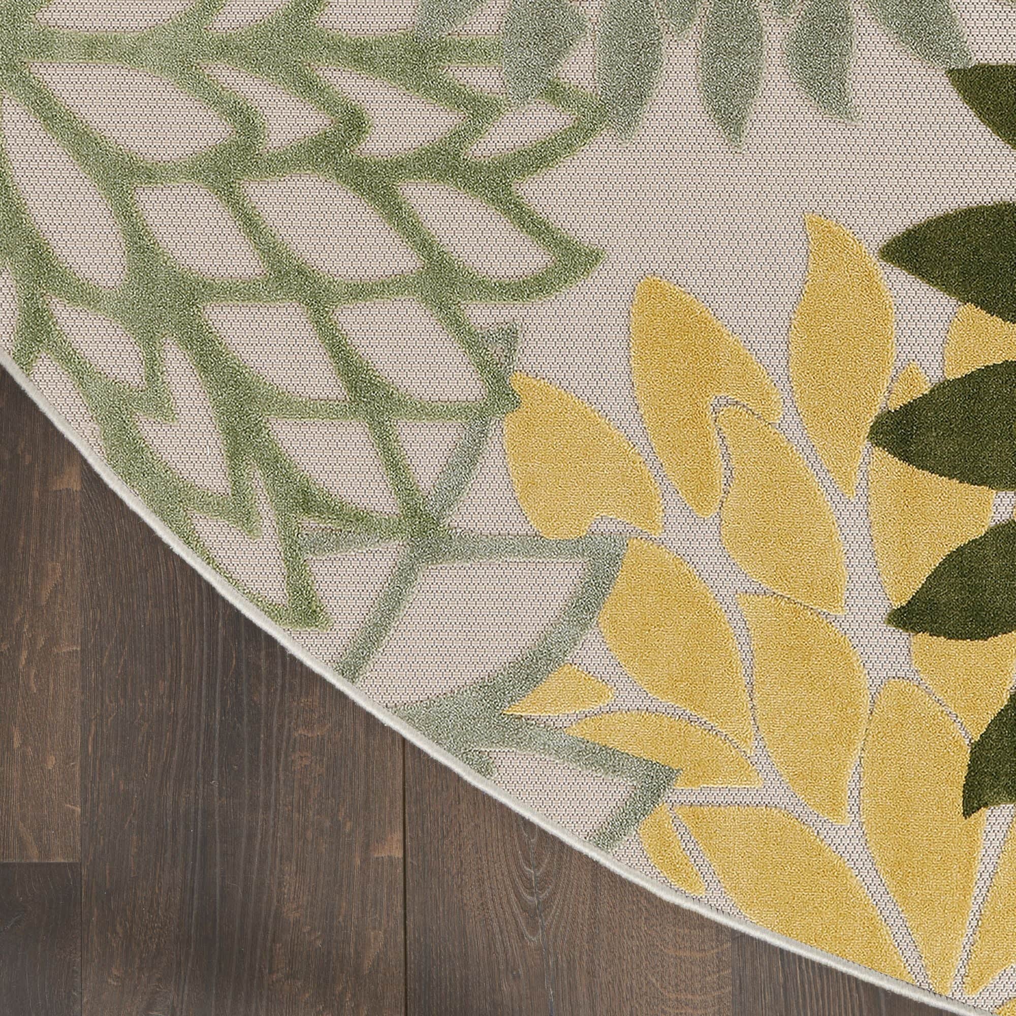 Green Multicolor Tropical Indoor-Outdoor Black White Area Rug