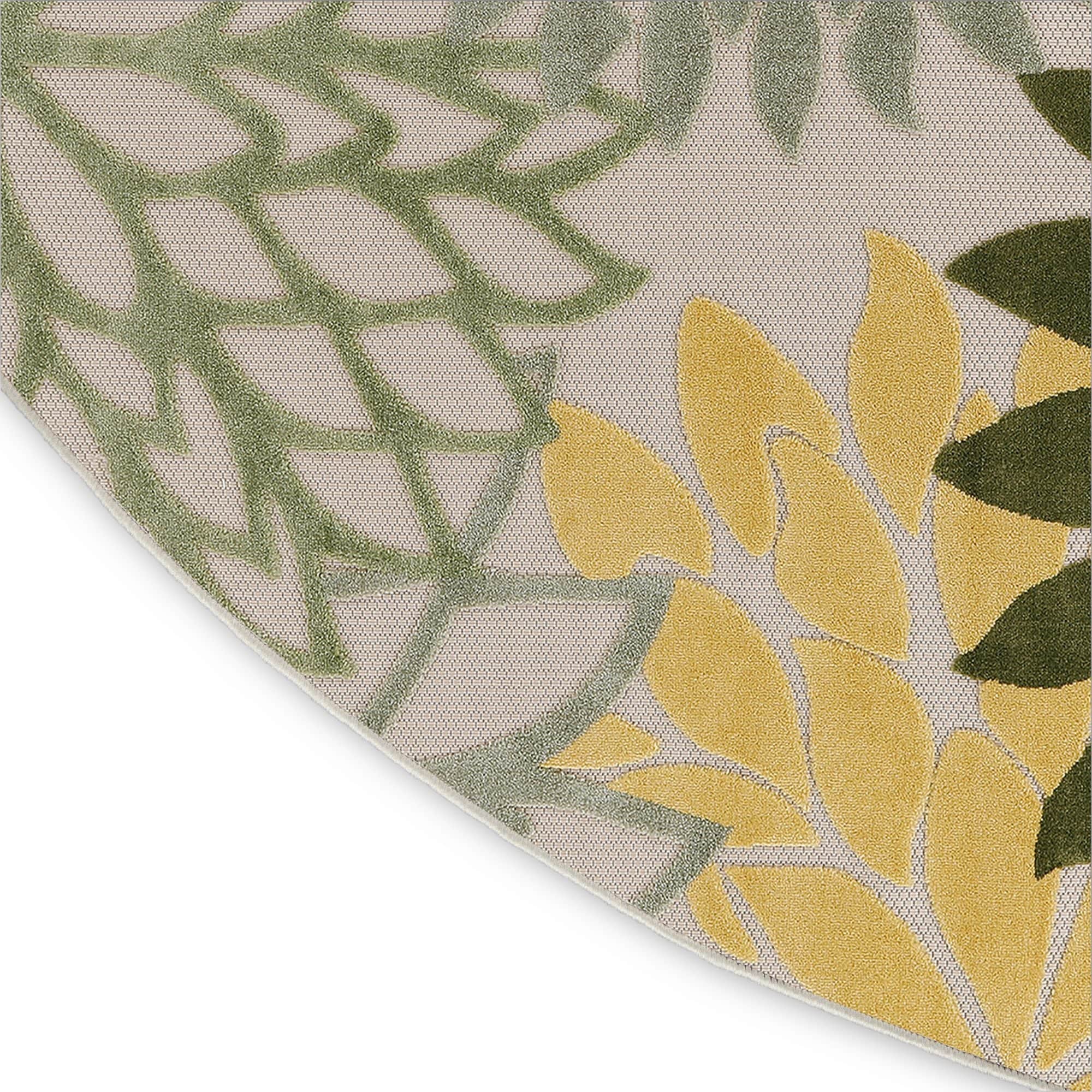 Green Multicolor Tropical Indoor-Outdoor Black White Area Rug