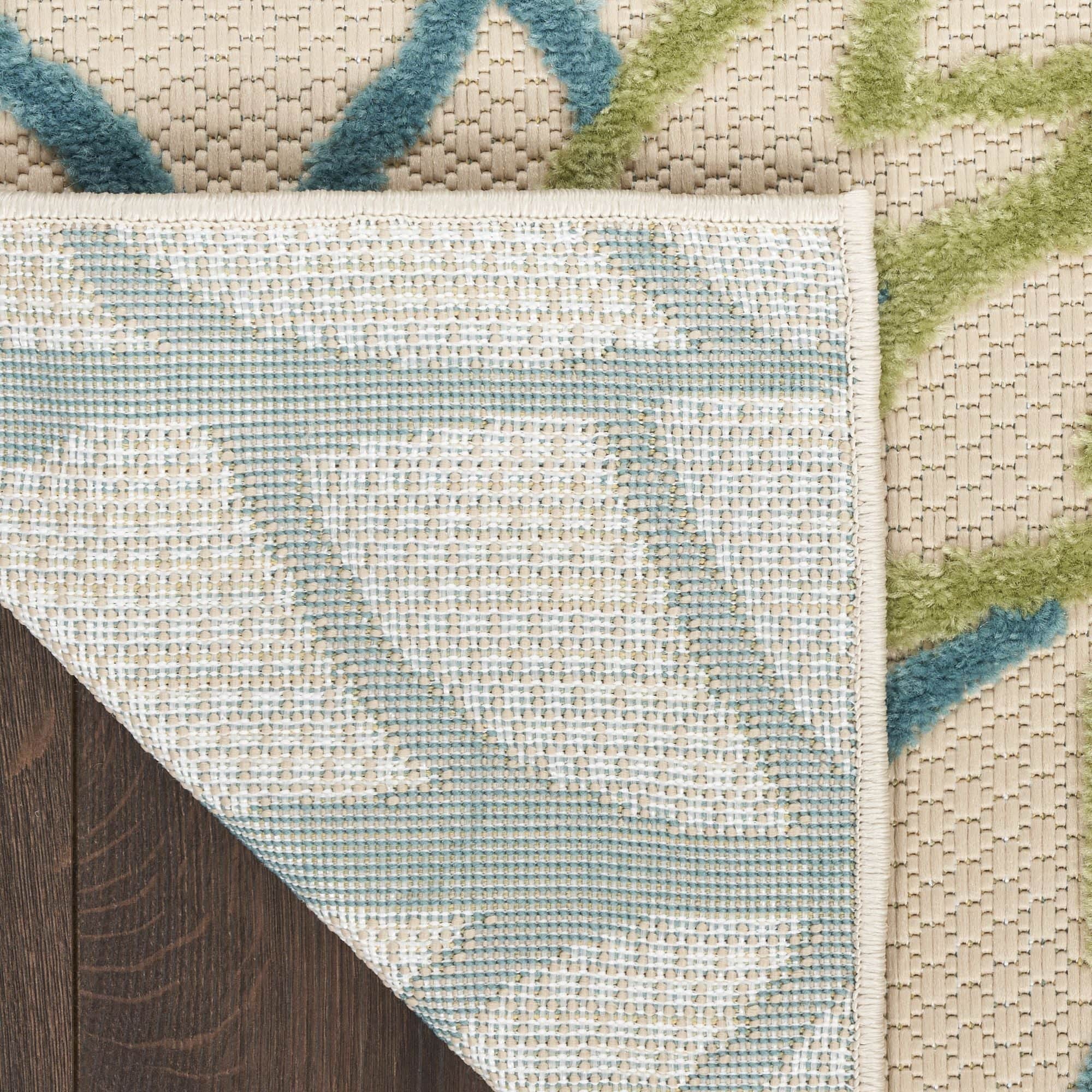 Green Multicolor Tropical Indoor-Outdoor Black White Area Rug