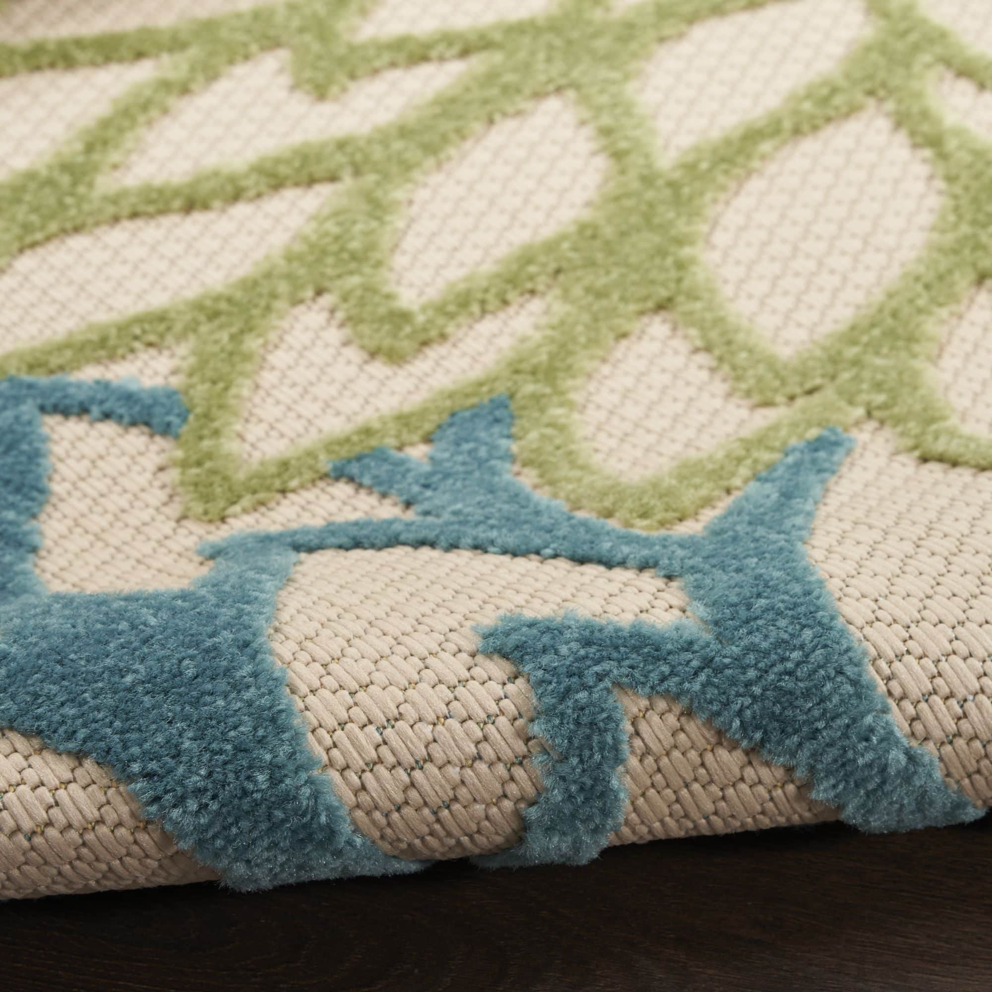 Green Multicolor Tropical Indoor-Outdoor Black White Area Rug