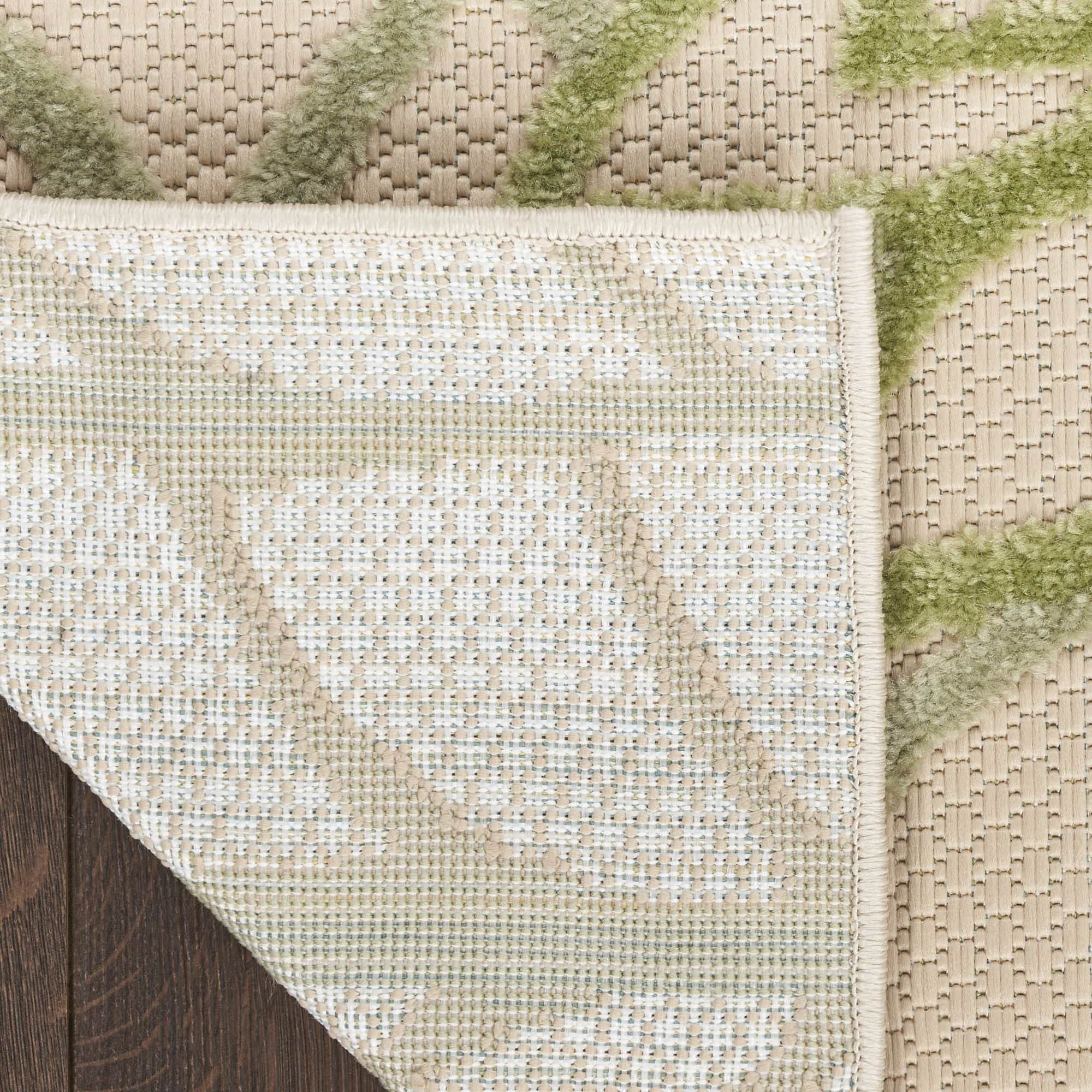 Ivory Green Tropical Indoor-Outdoor Black White Area Rug