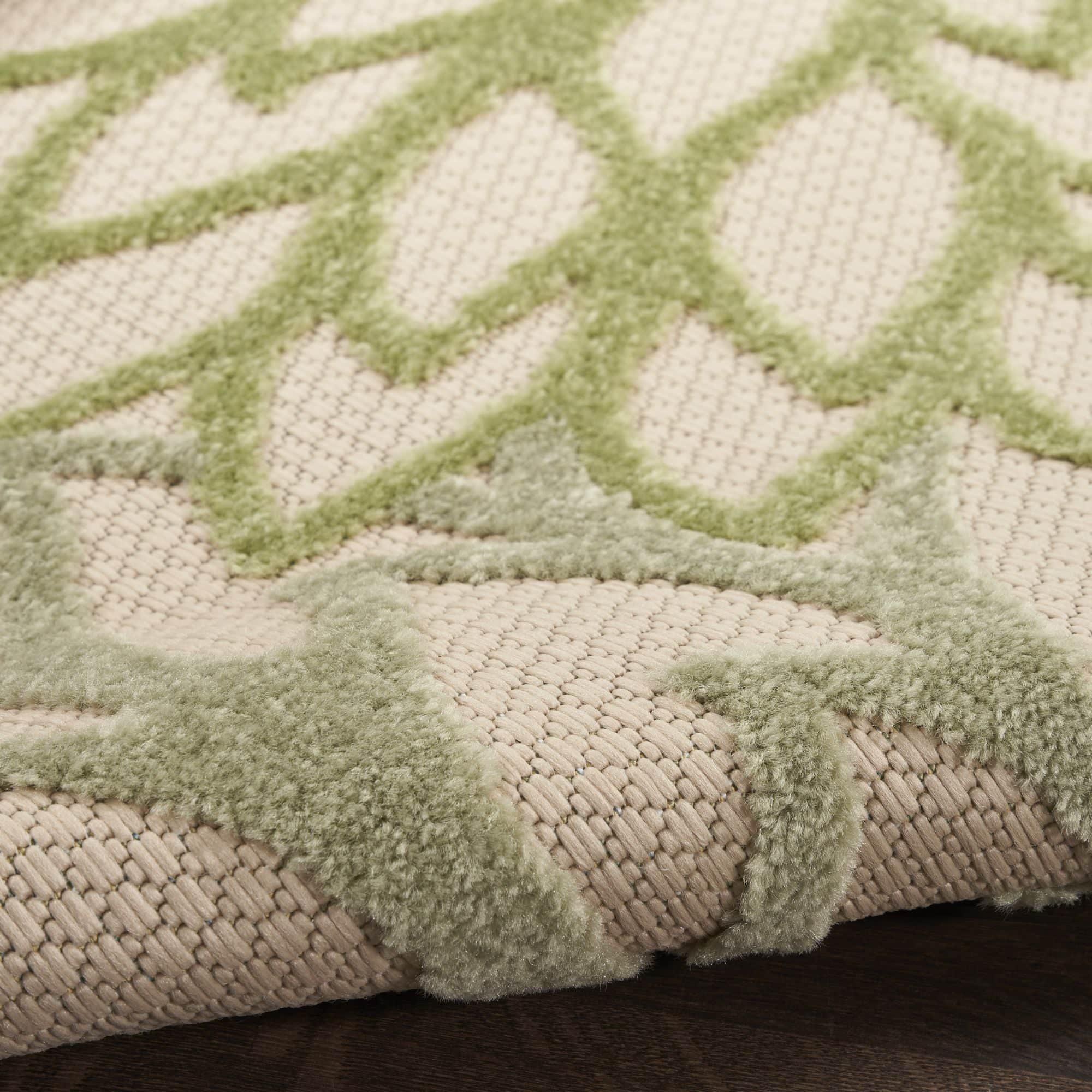 Ivory Green Tropical Indoor-Outdoor Black White Area Rug