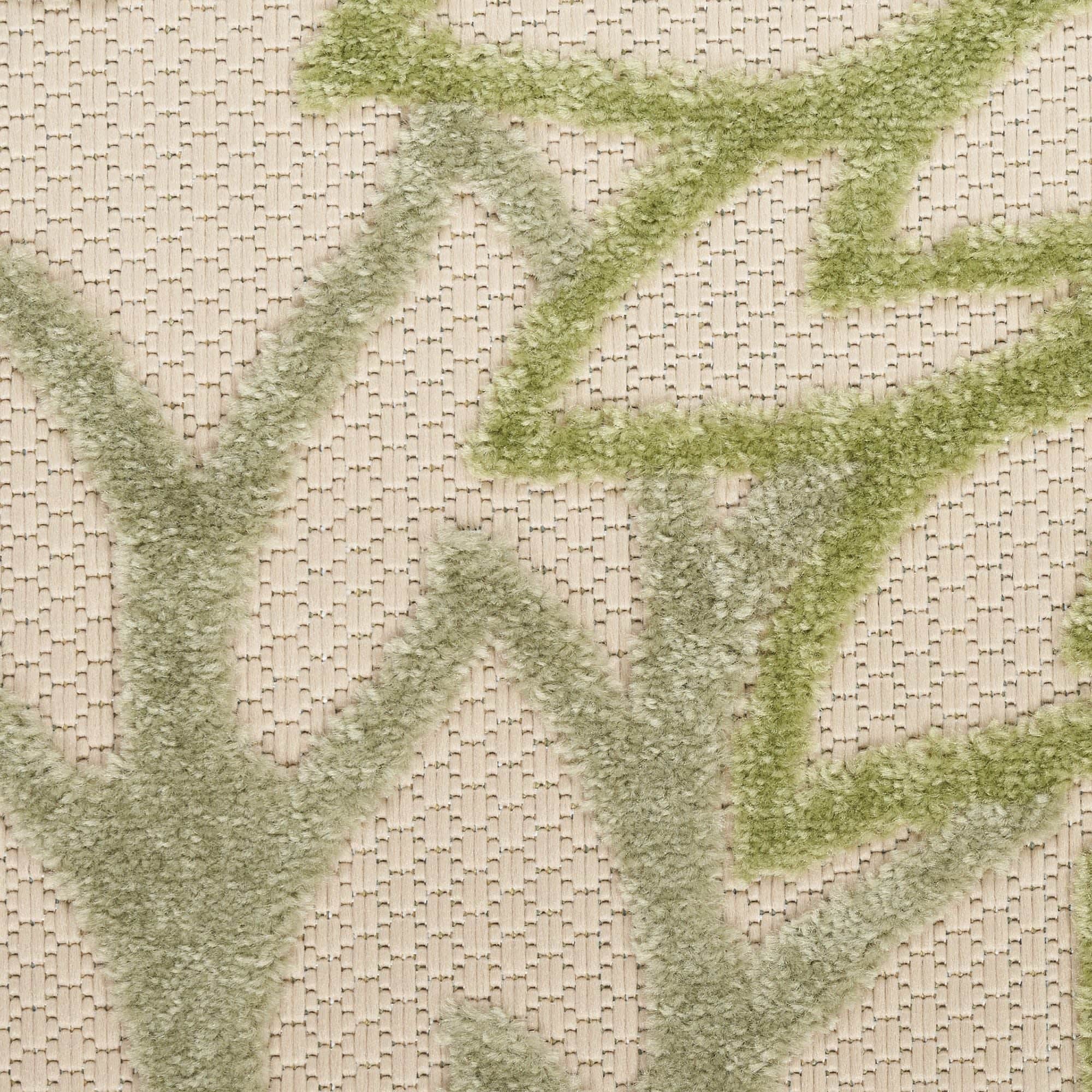 Ivory Green Tropical Indoor-Outdoor Black White Area Rug