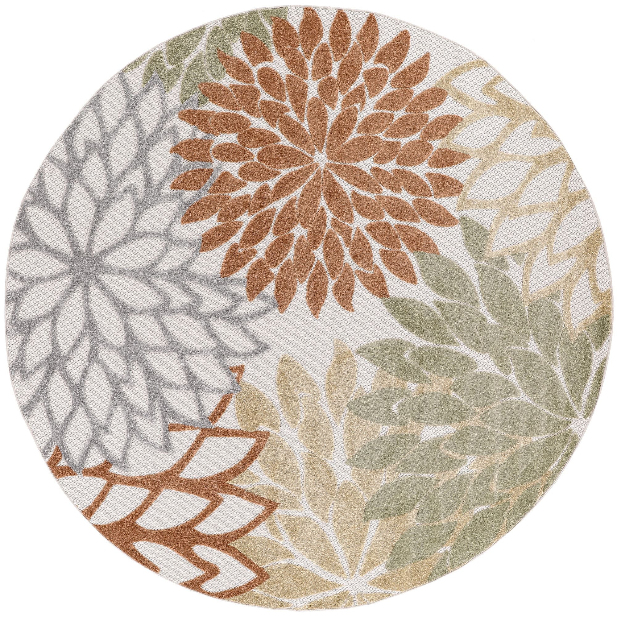 Ivory Multicolor Tropical Indoor-Outdoor Black White Area Rug
