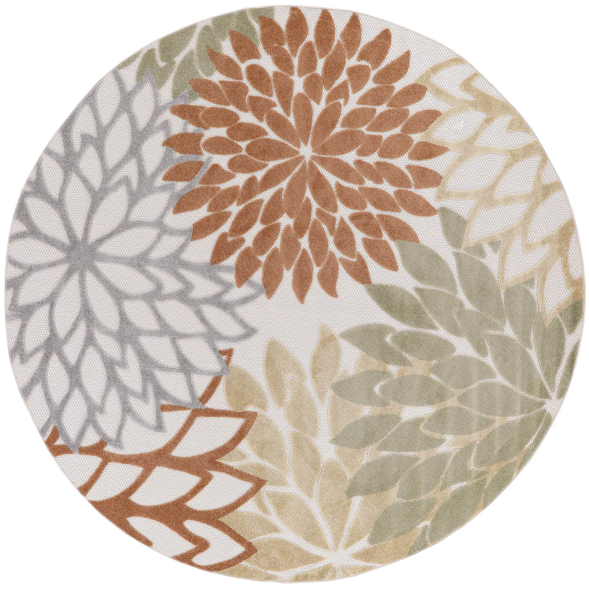 Ivory Multicolor Tropical Indoor-Outdoor Black White Area Rug