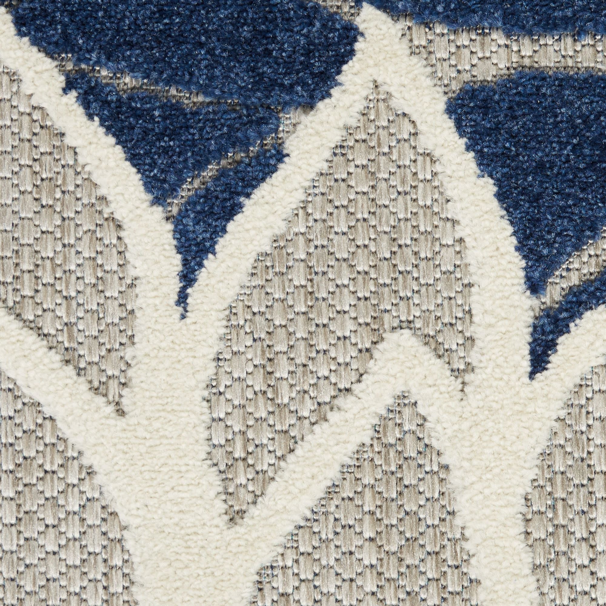 Ivory Navy Tropical Indoor-Outdoor Black White Area Rug
