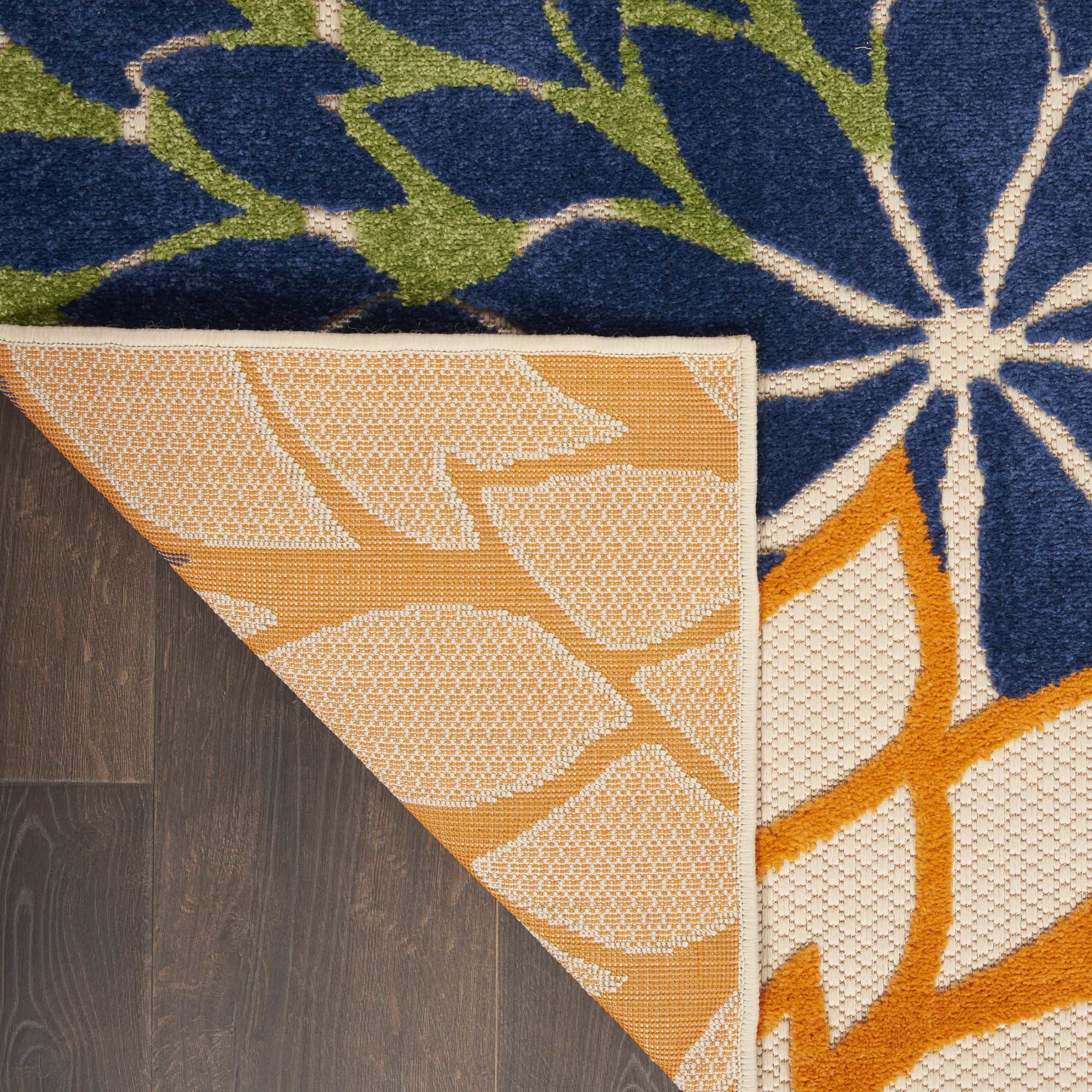 Multicolor Tropical Indoor-Outdoor Black White Area Rug