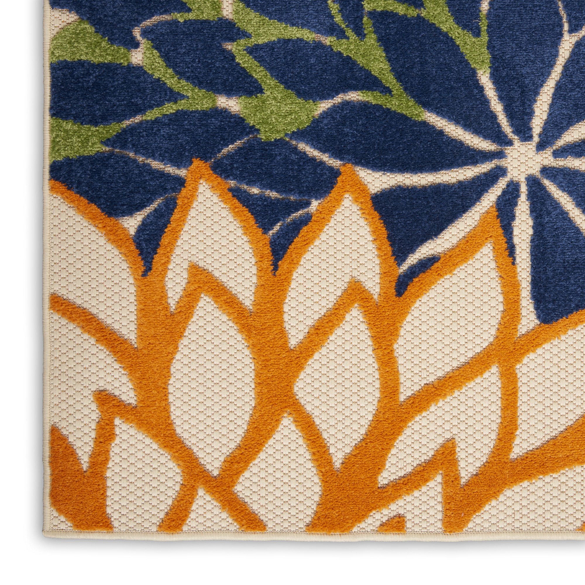 Multicolor Tropical Indoor-Outdoor Black White Area Rug
