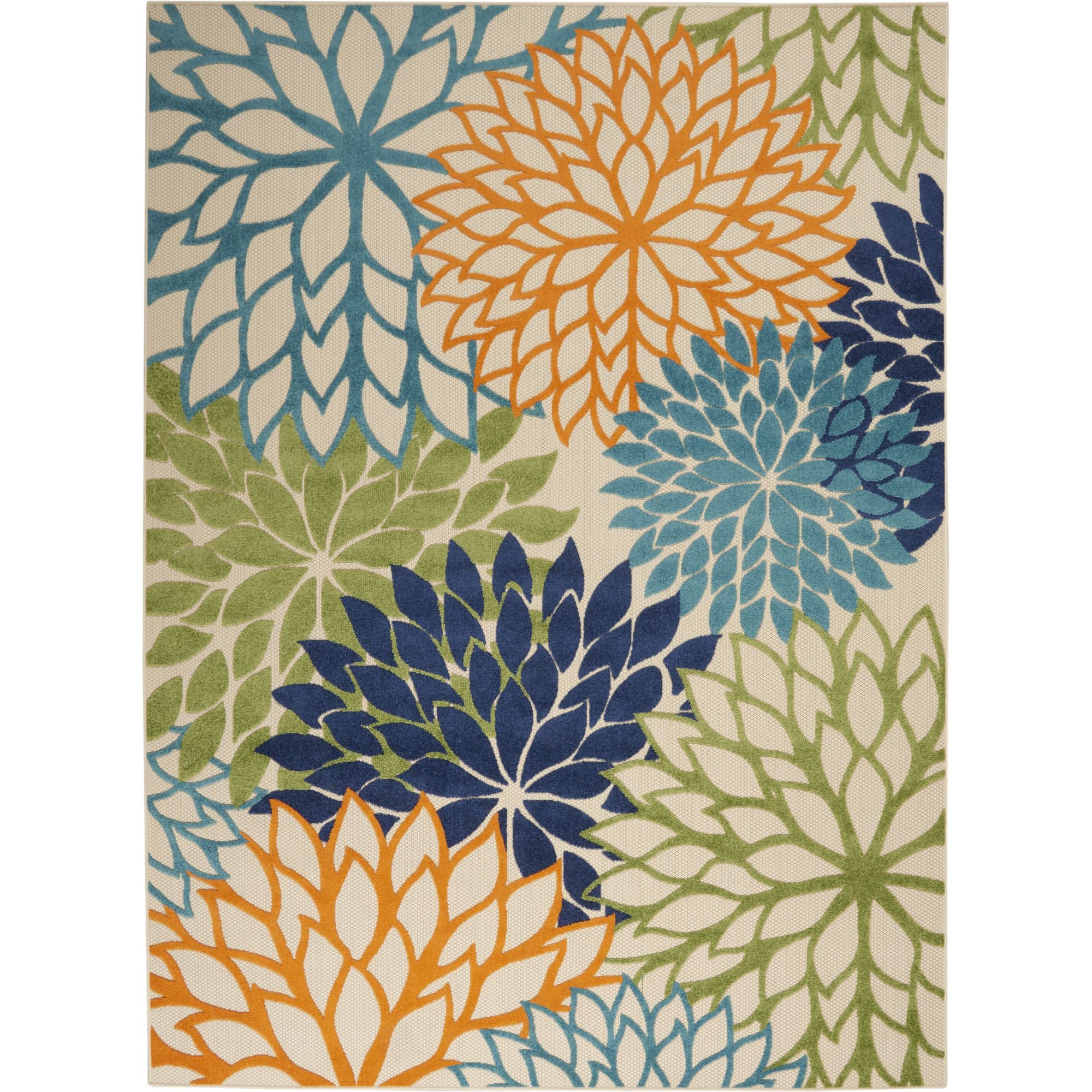 Multicolor Tropical Indoor-Outdoor Black White Area Rug