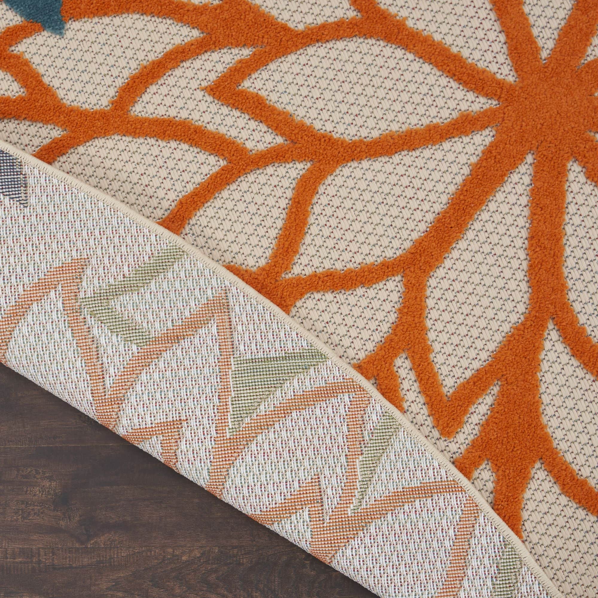 Multicolor Tropical Indoor-Outdoor Black White Area Rug