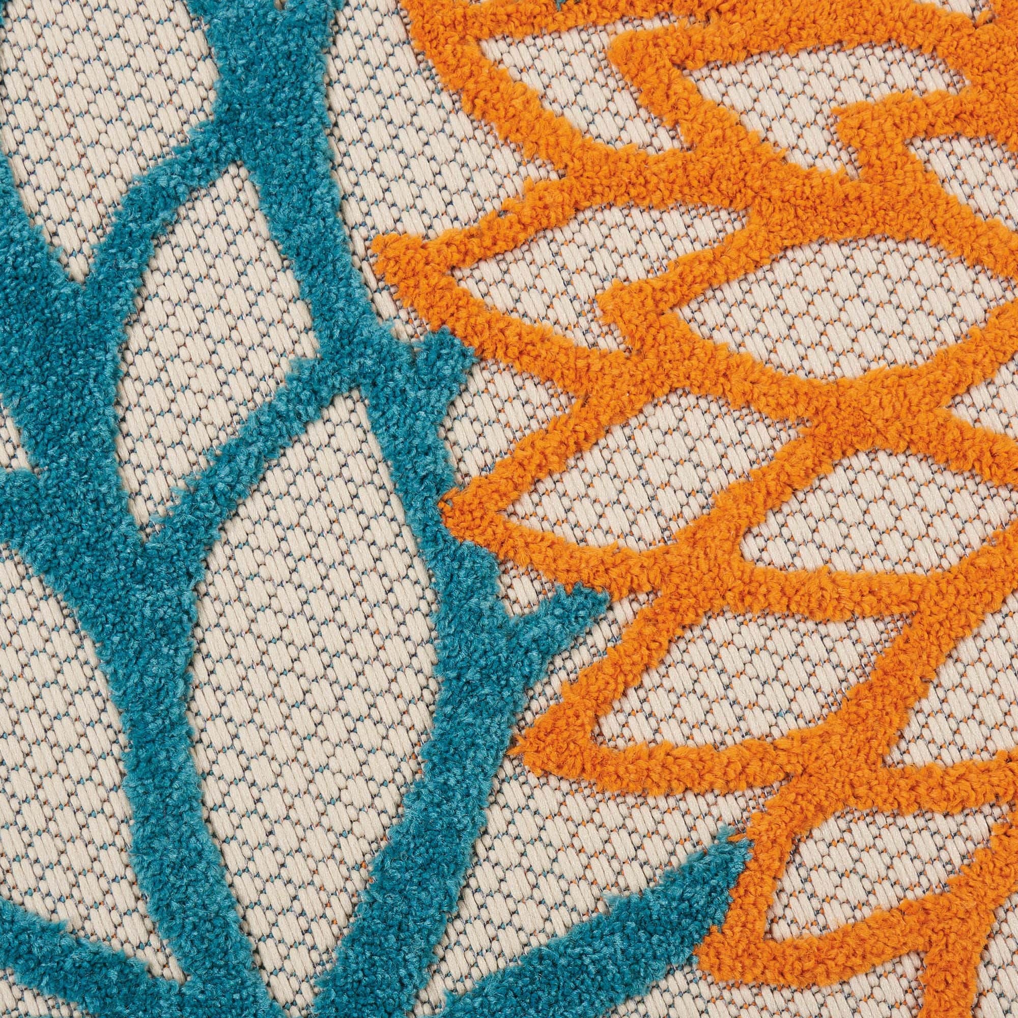 Multicolor Tropical Indoor-Outdoor Black White Area Rug