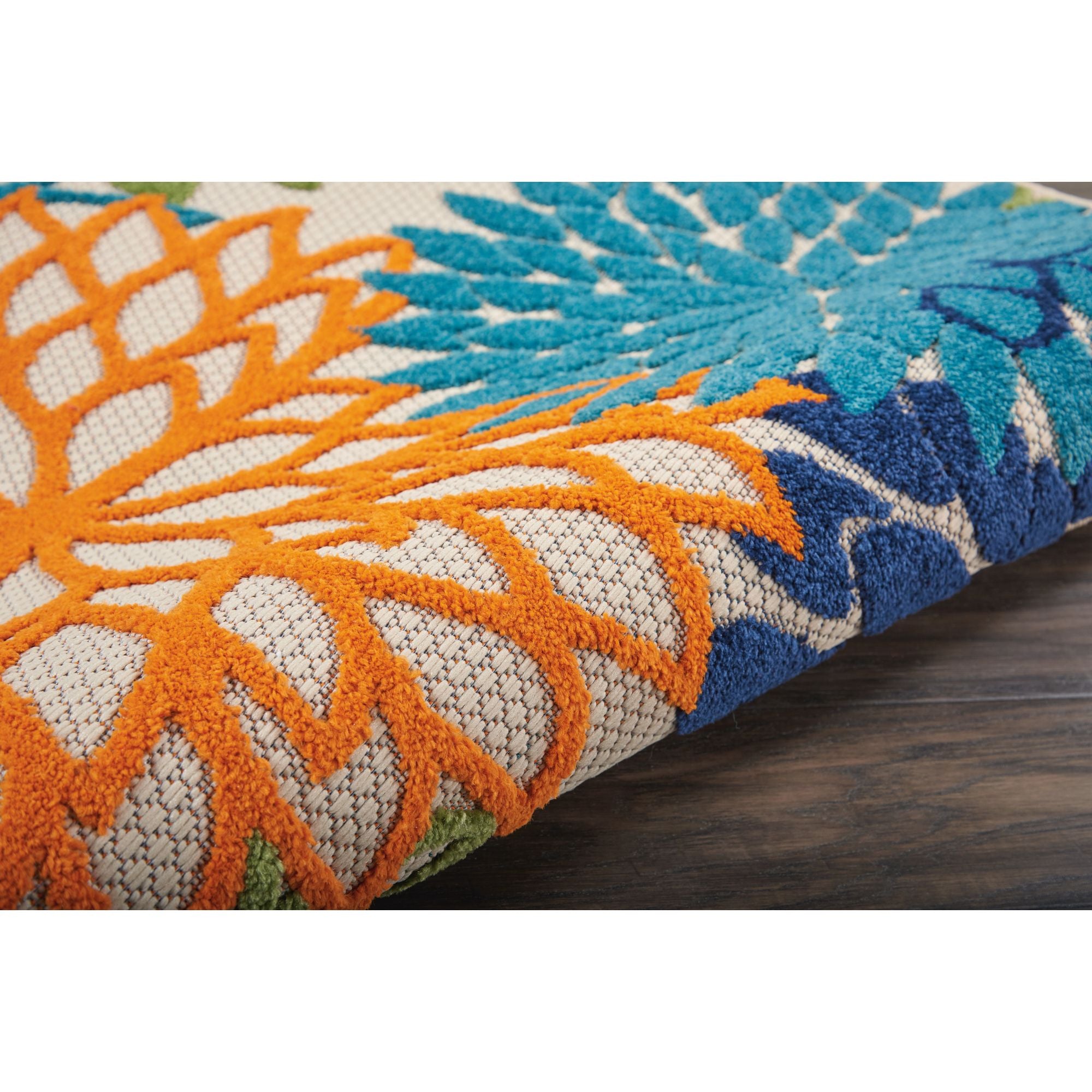 Multicolor Tropical Indoor-Outdoor Black White Area Rug