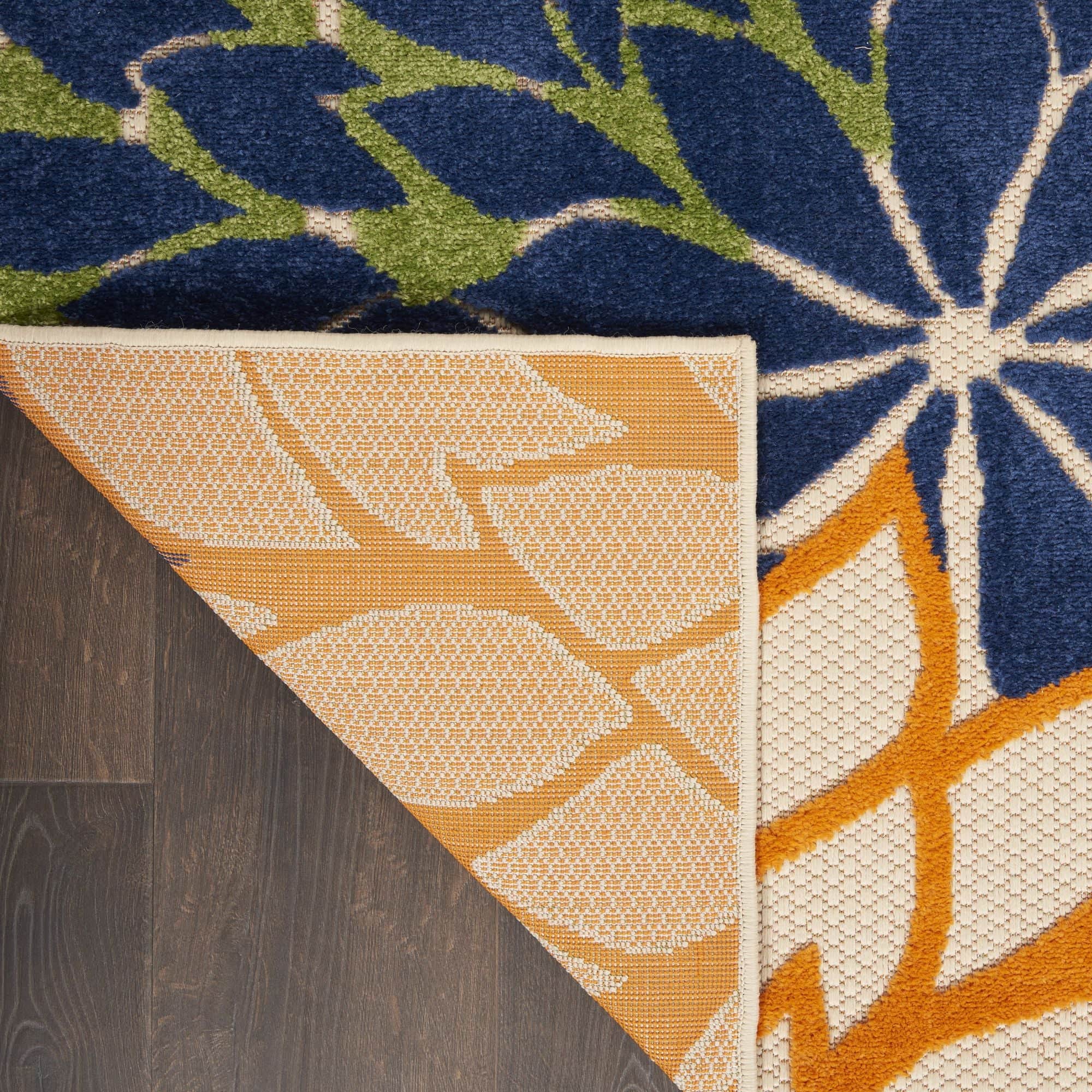 Multicolor Tropical Indoor-Outdoor Black White Area Rug