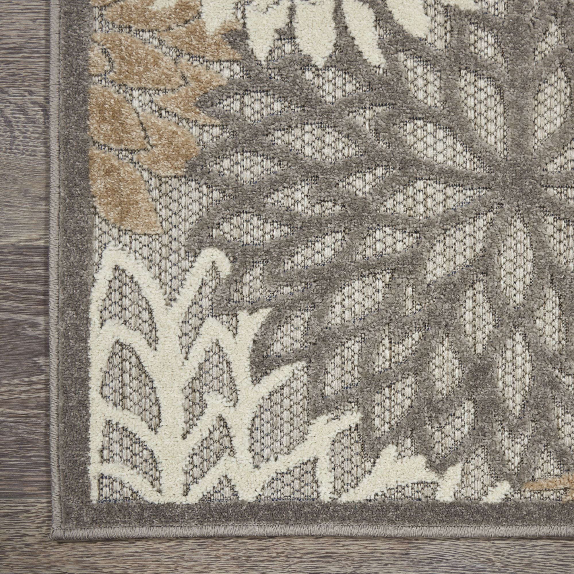 Natural Tropical Indoor-Outdoor Black White Area Rug