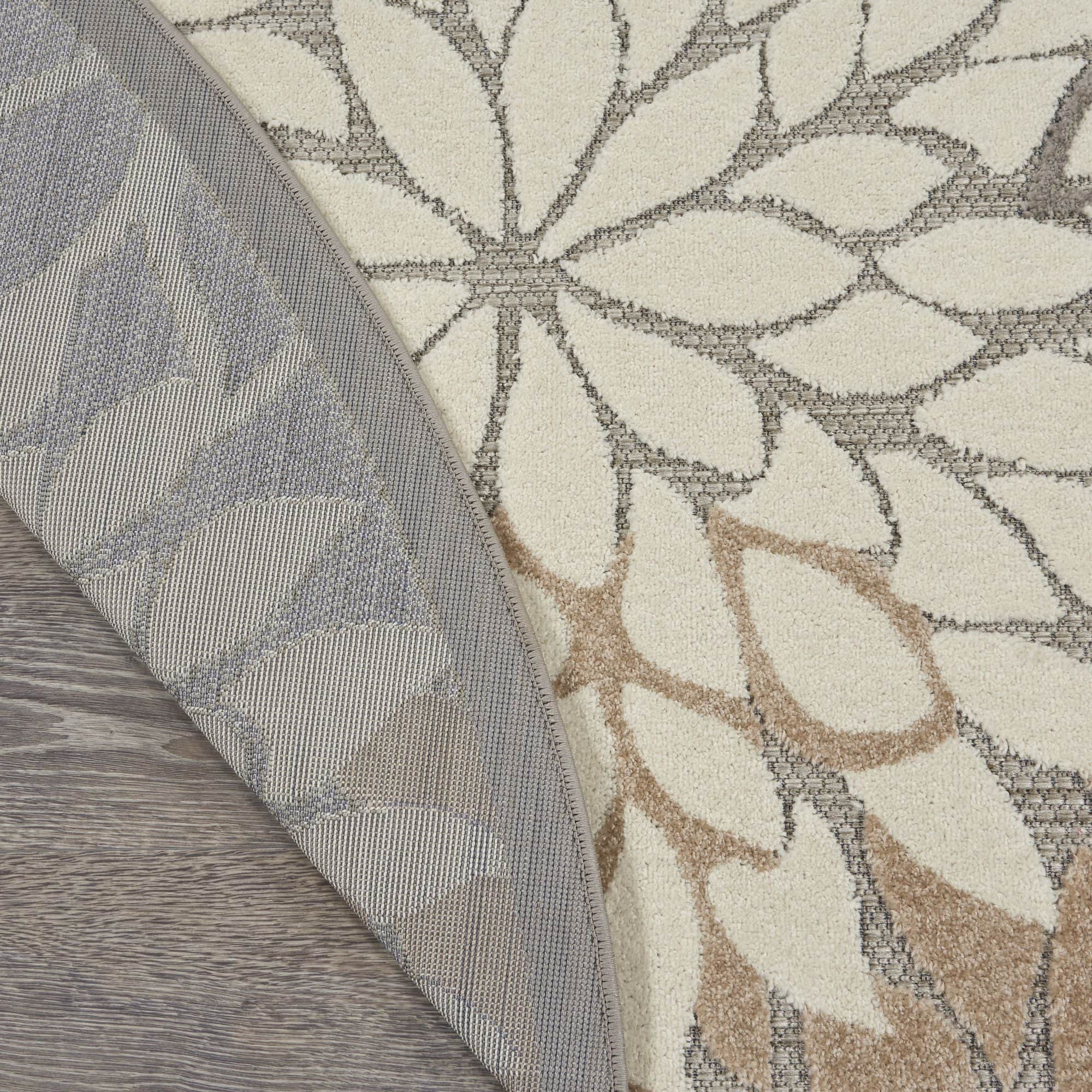 Natural Tropical Indoor-Outdoor Black White Area Rug