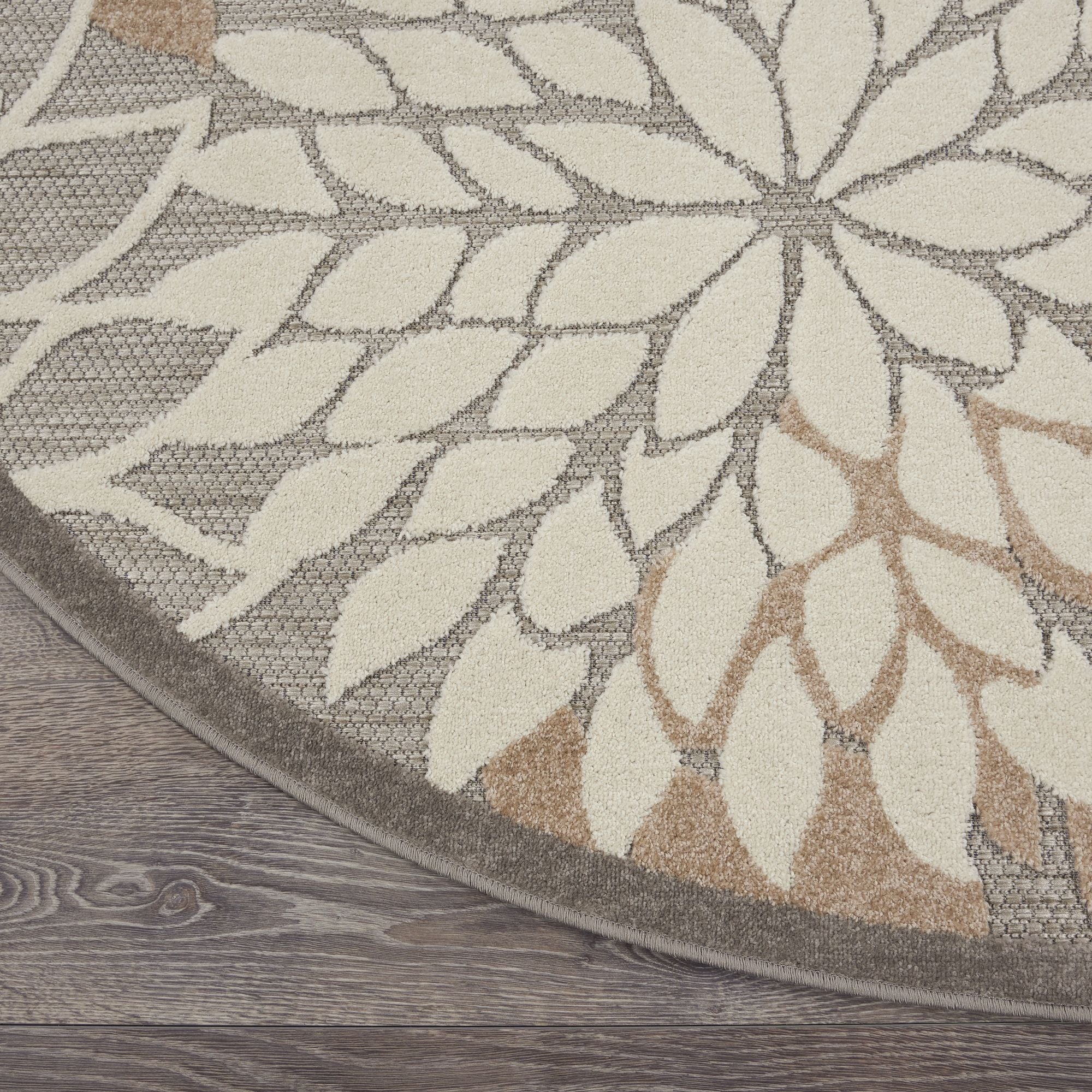 Natural Tropical Indoor-Outdoor Black White Area Rug