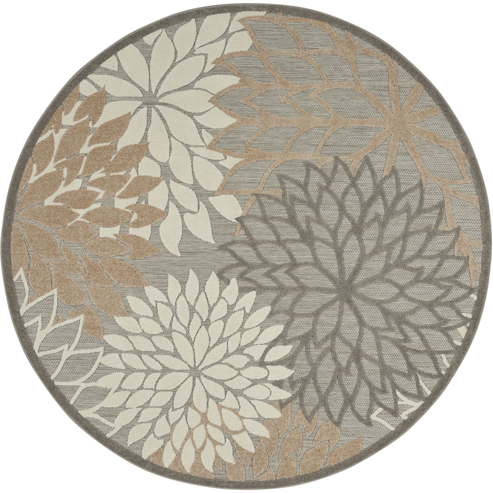 Natural Tropical Indoor-Outdoor Black White Area Rug