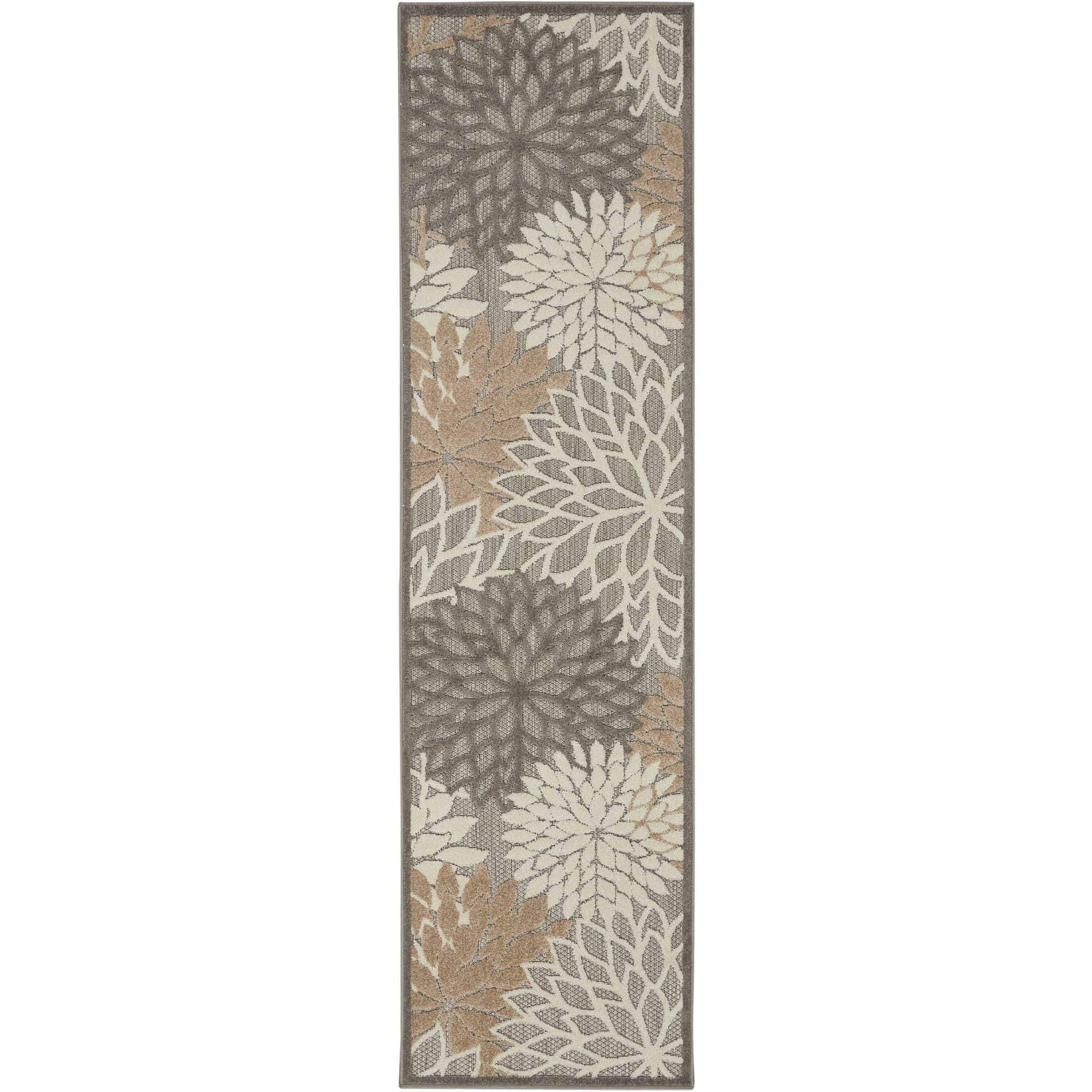 Natural Tropical Indoor-Outdoor Black White Area Rug