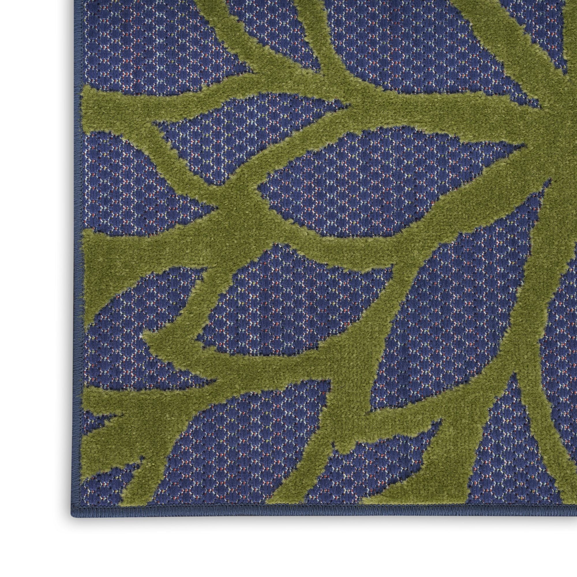Navy Multicolor Tropical Indoor-Outdoor Black White Area Rug