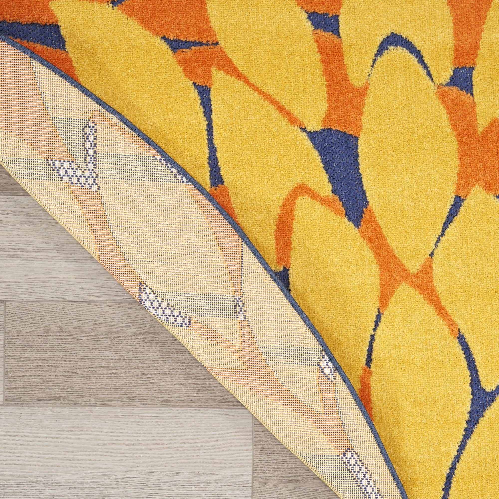 Navy Multicolor Tropical Indoor-Outdoor Black White Area Rug