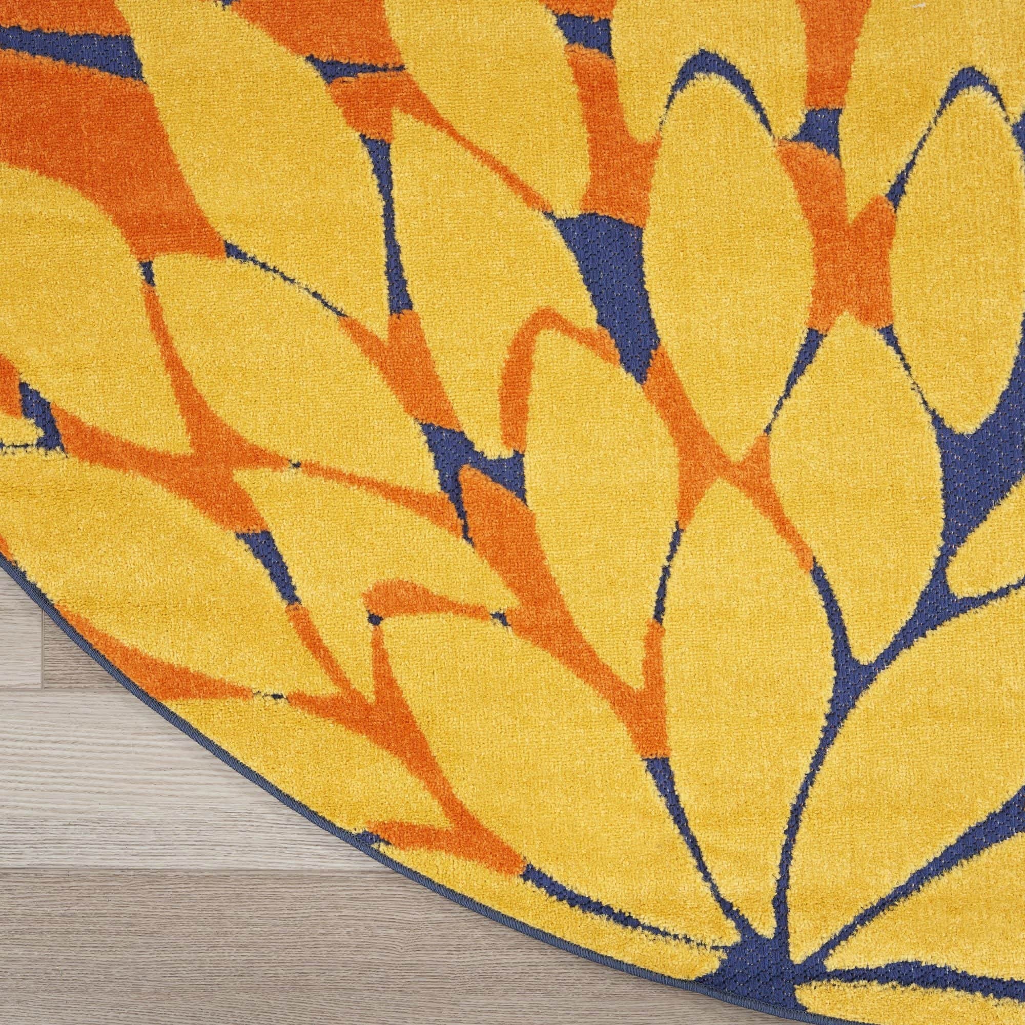 Navy Multicolor Tropical Indoor-Outdoor Black White Area Rug