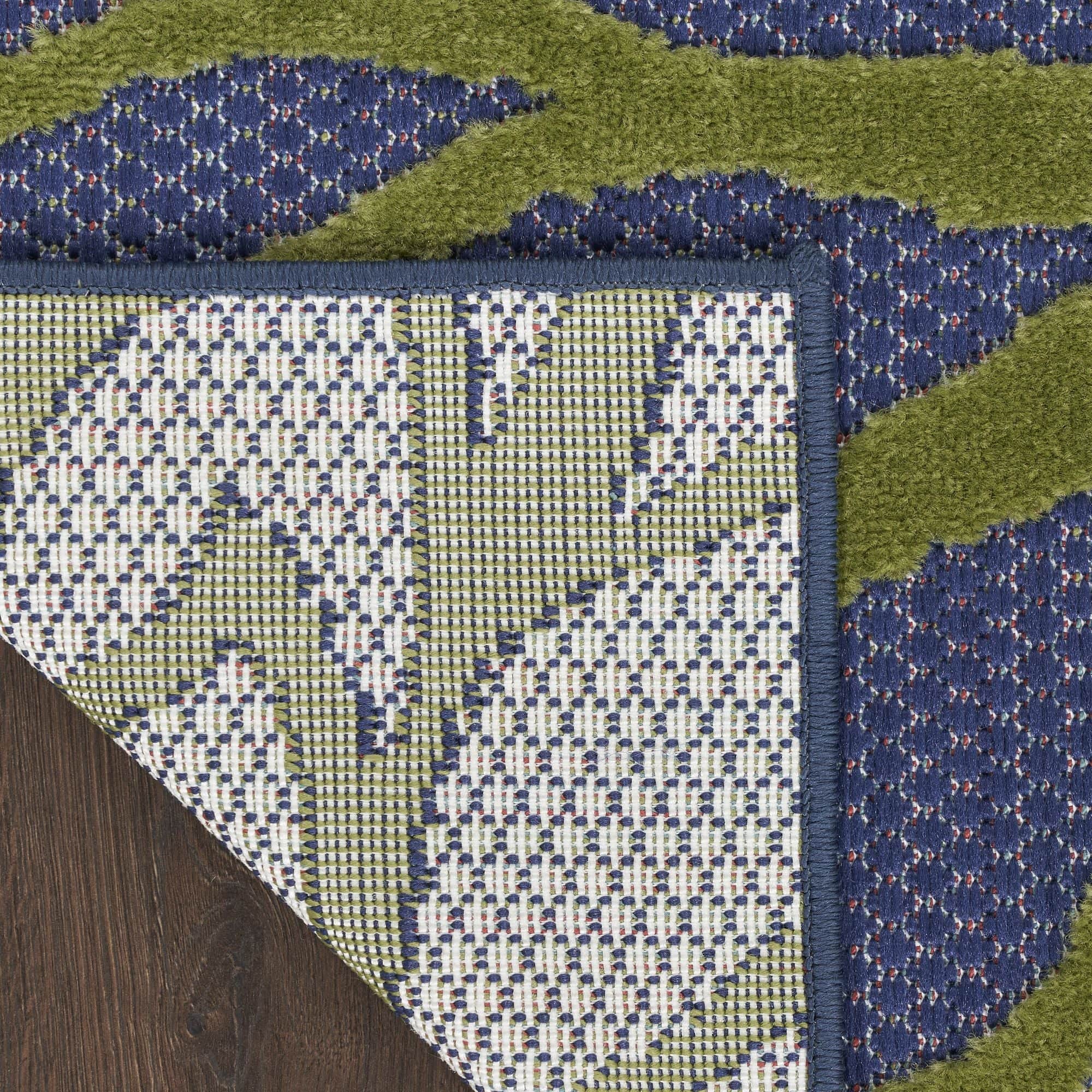 Navy Multicolor Tropical Indoor-Outdoor Black White Area Rug