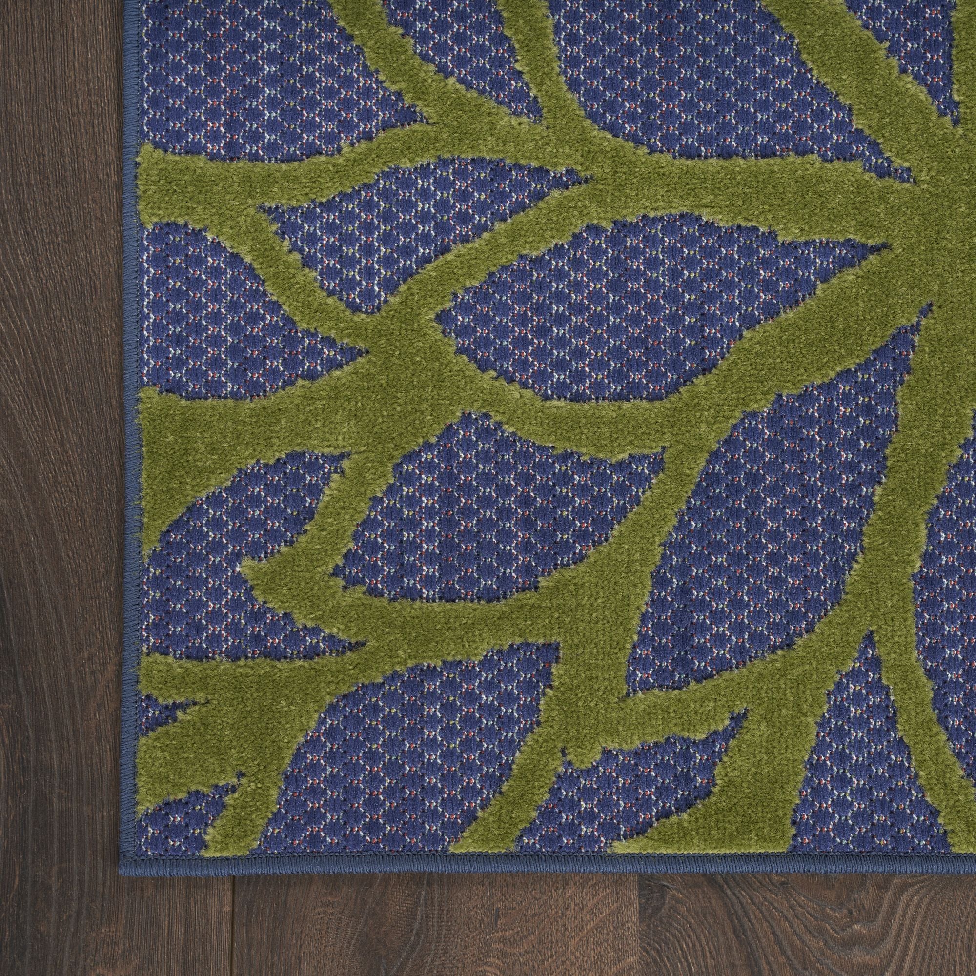 Navy Multicolor Tropical Indoor-Outdoor Black White Area Rug