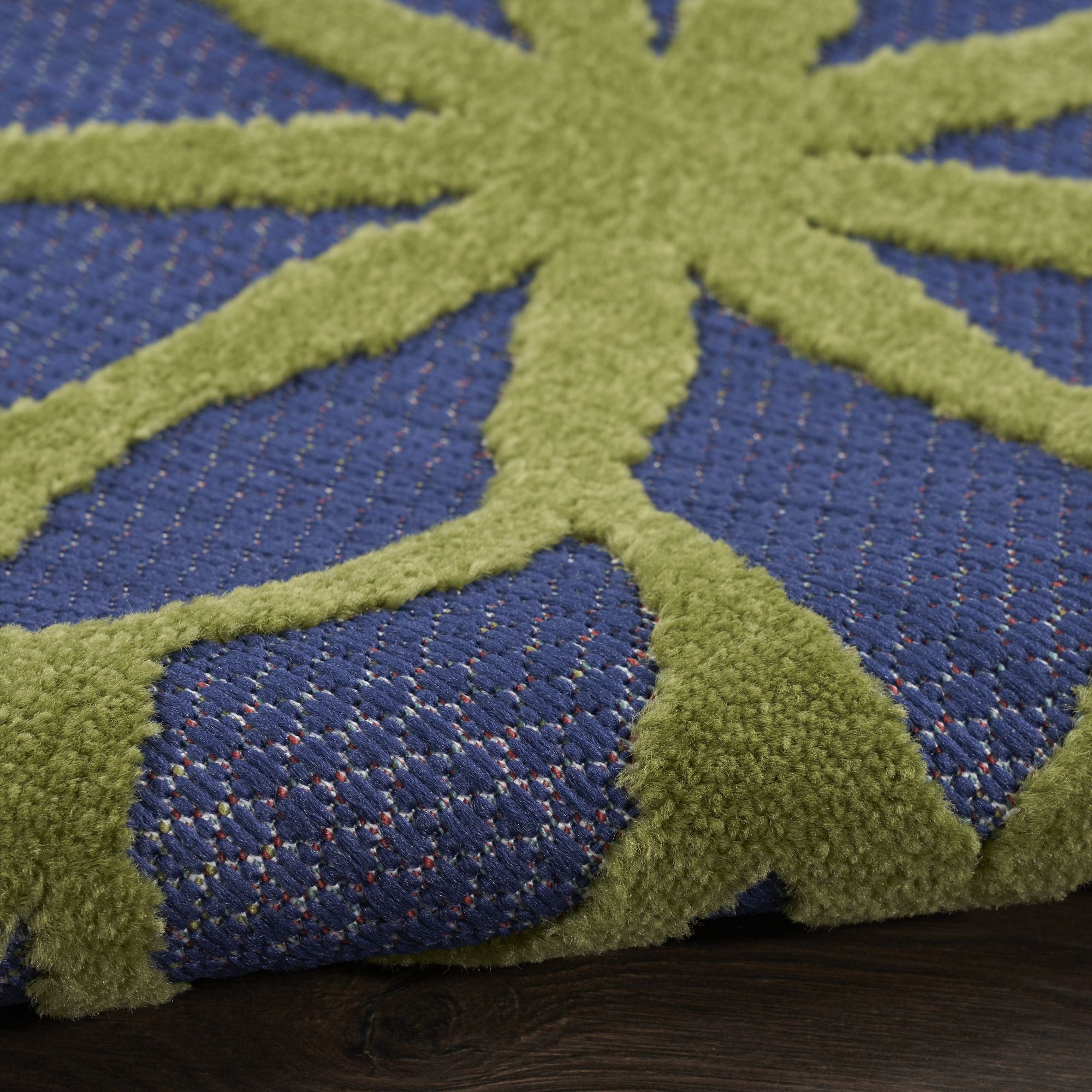 Navy Multicolor Tropical Indoor-Outdoor Black White Area Rug