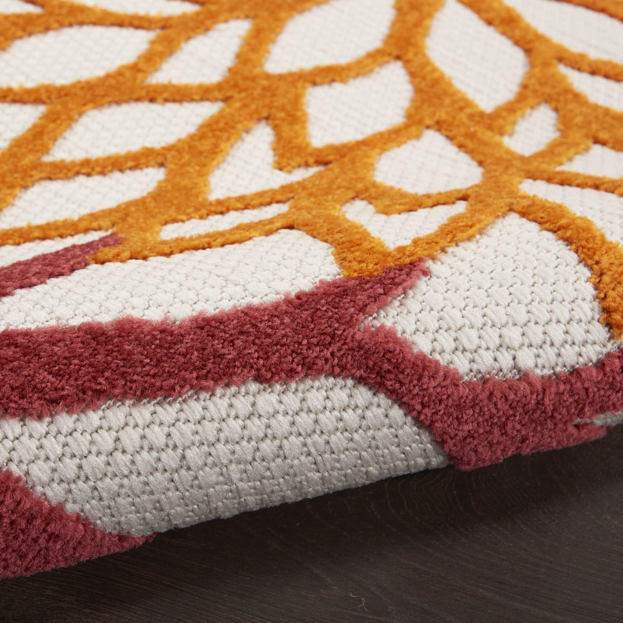 Red Multicolor Tropical Indoor-Outdoor Black White Area Rug