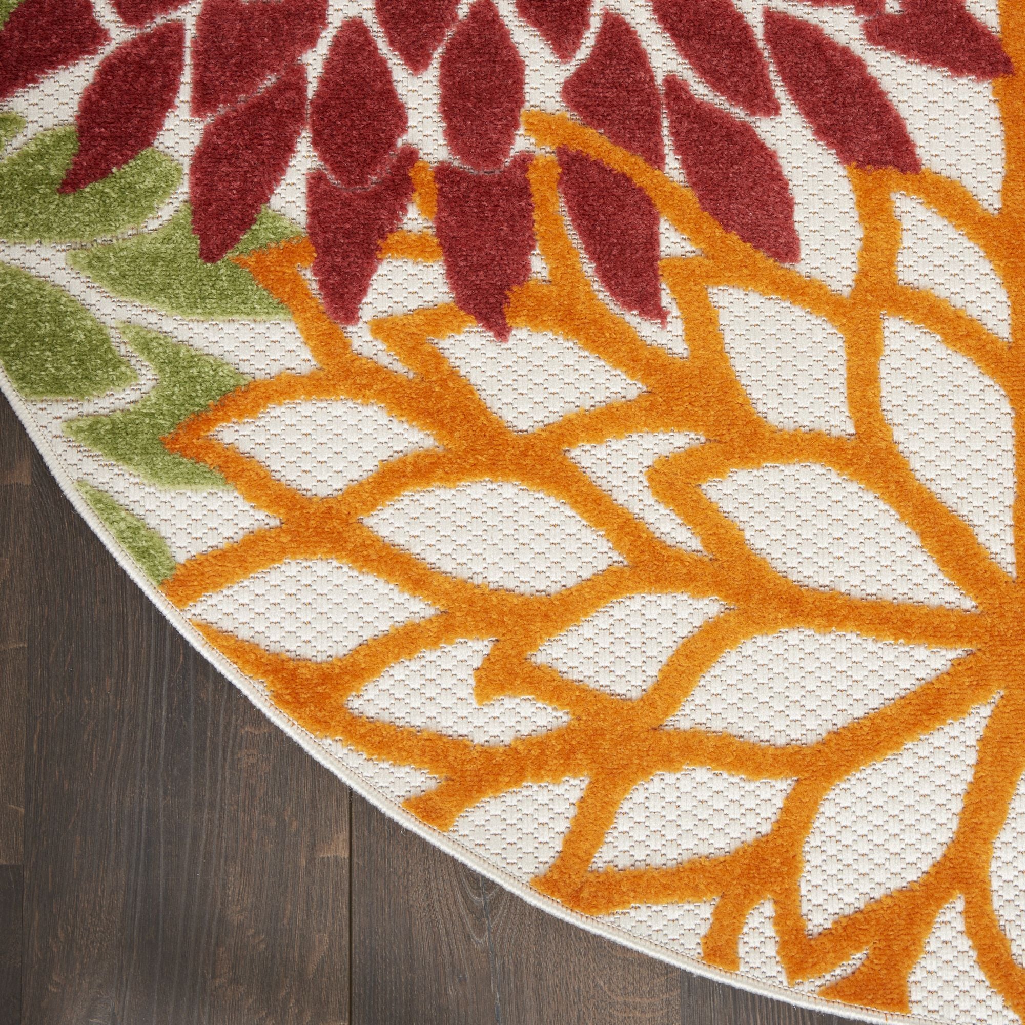 Red Multicolor Tropical Indoor-Outdoor Black White Area Rug