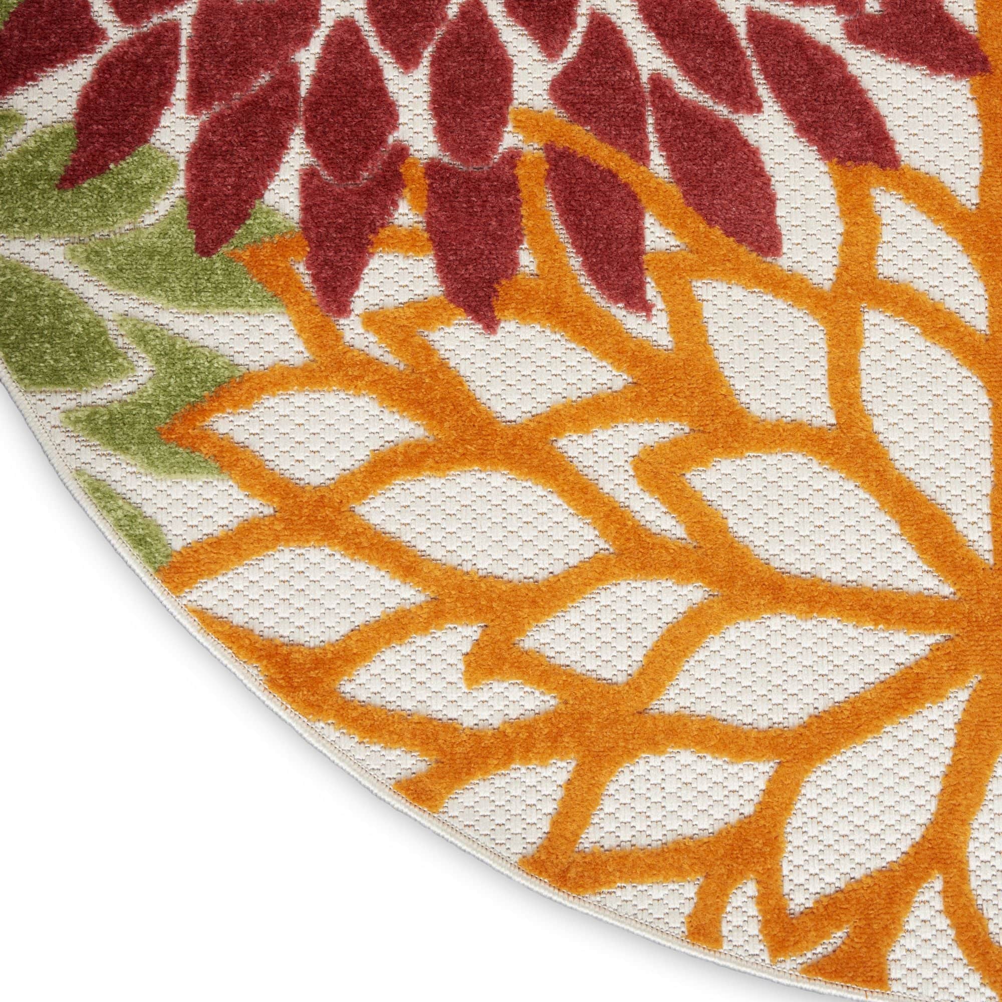 Red Multicolor Tropical Indoor-Outdoor Black White Area Rug