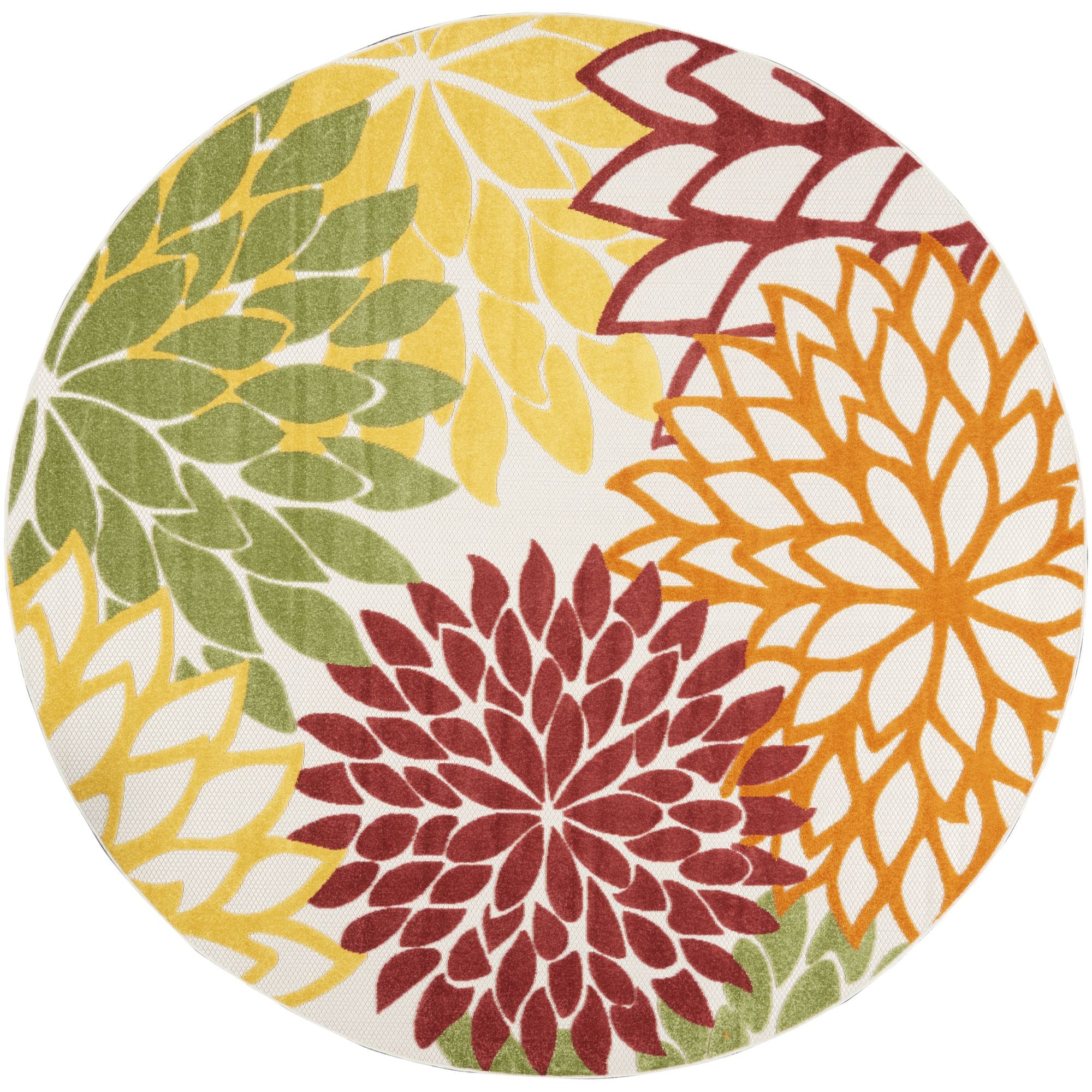 Red Multicolor Tropical Indoor-Outdoor Black White Area Rug