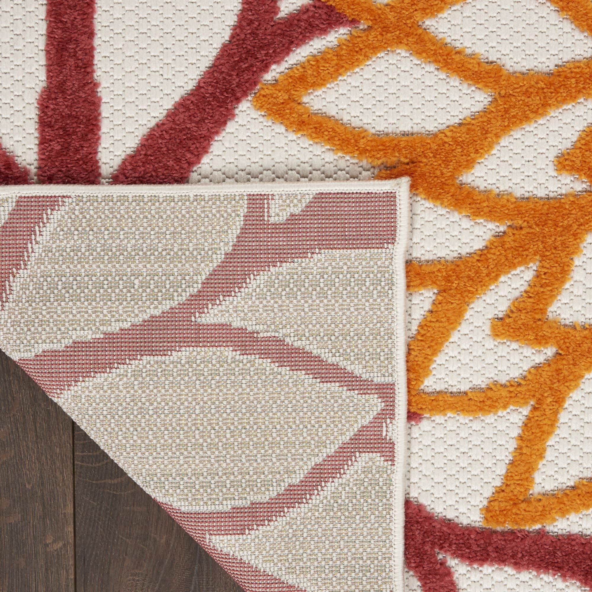 Red Multicolor Tropical Indoor-Outdoor Black White Area Rug