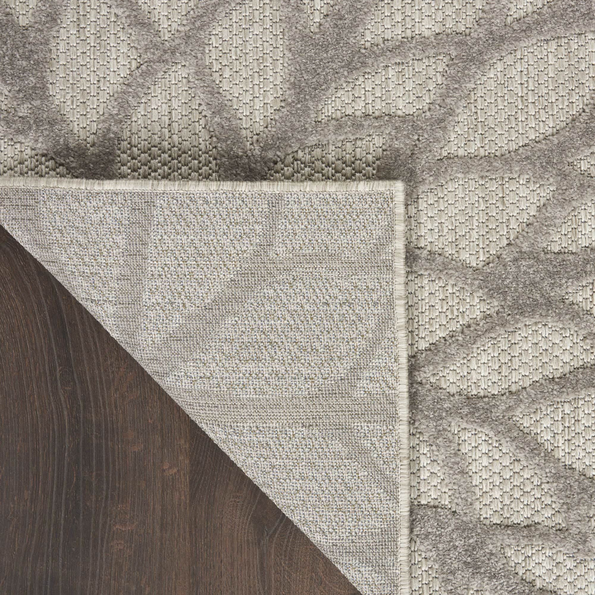 Silver Grey Tropical Indoor-Outdoor Black White Area Rug