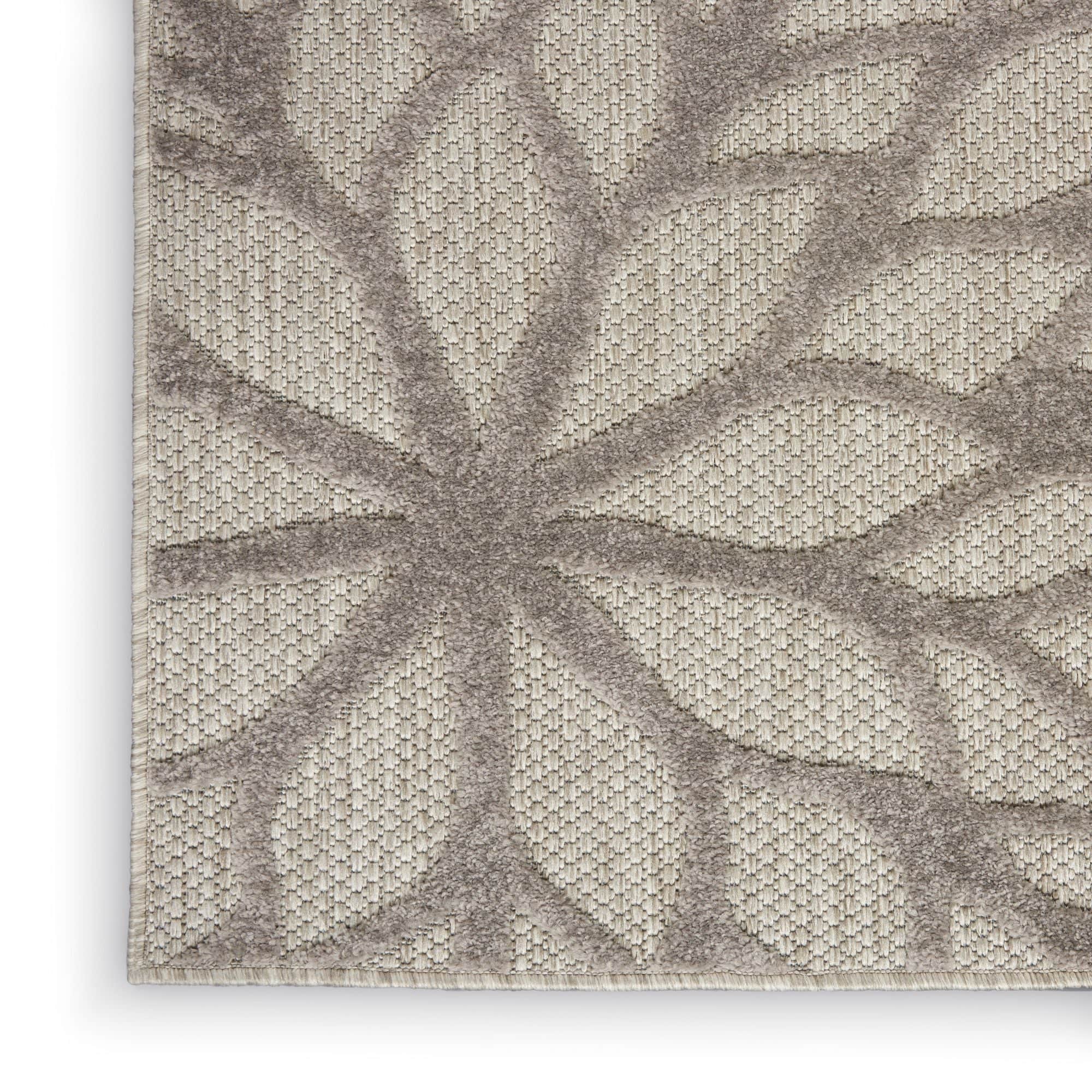 Silver Grey Tropical Indoor-Outdoor Black White Area Rug