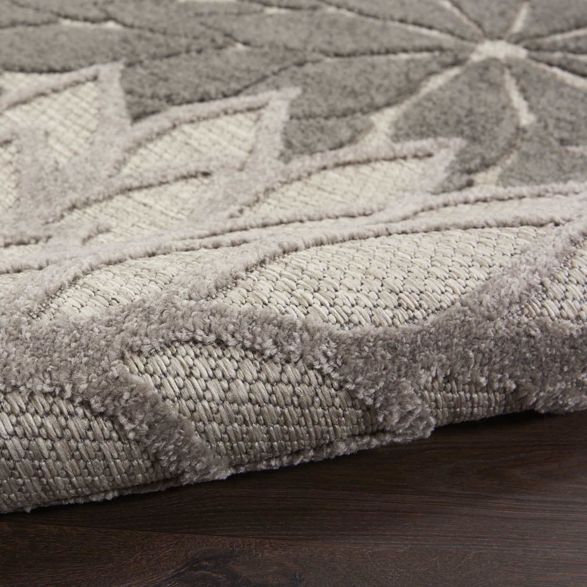 Silver Grey Tropical Indoor-Outdoor Black White Area Rug