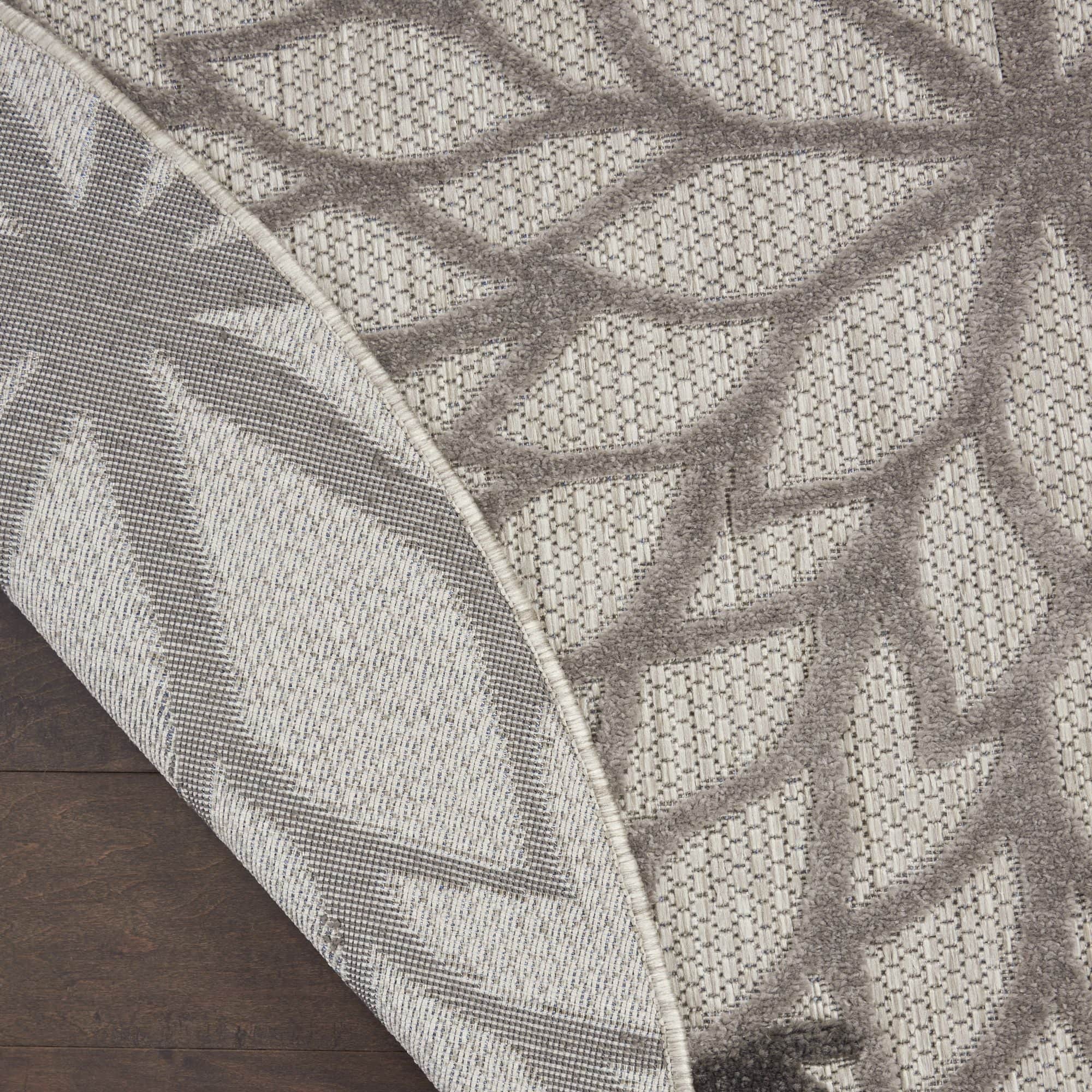 Silver Grey Tropical Indoor-Outdoor Black White Area Rug