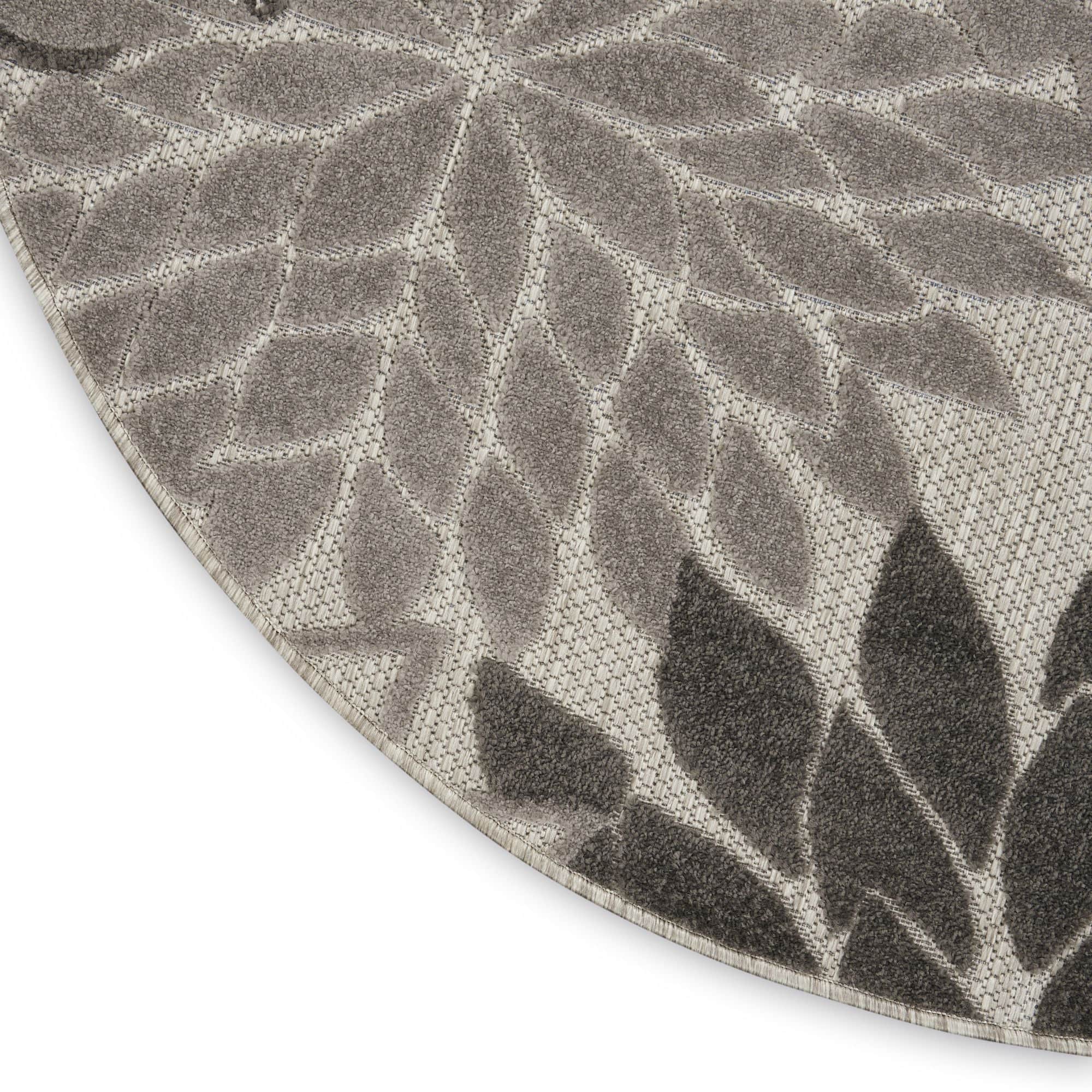 Silver Grey Tropical Indoor-Outdoor Black White Area Rug