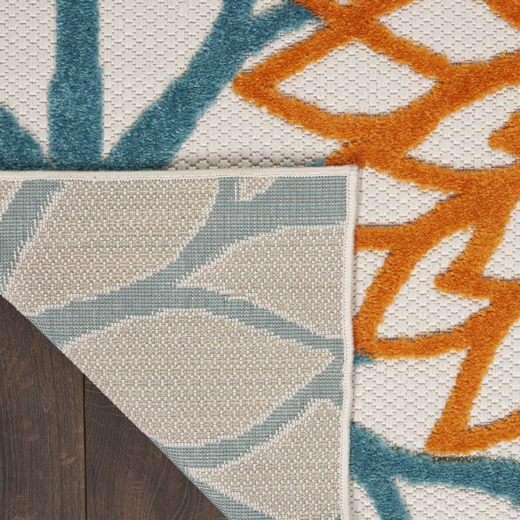 Turquoise Multicolor Tropical Indoor-Outdoor Black White Area Rug