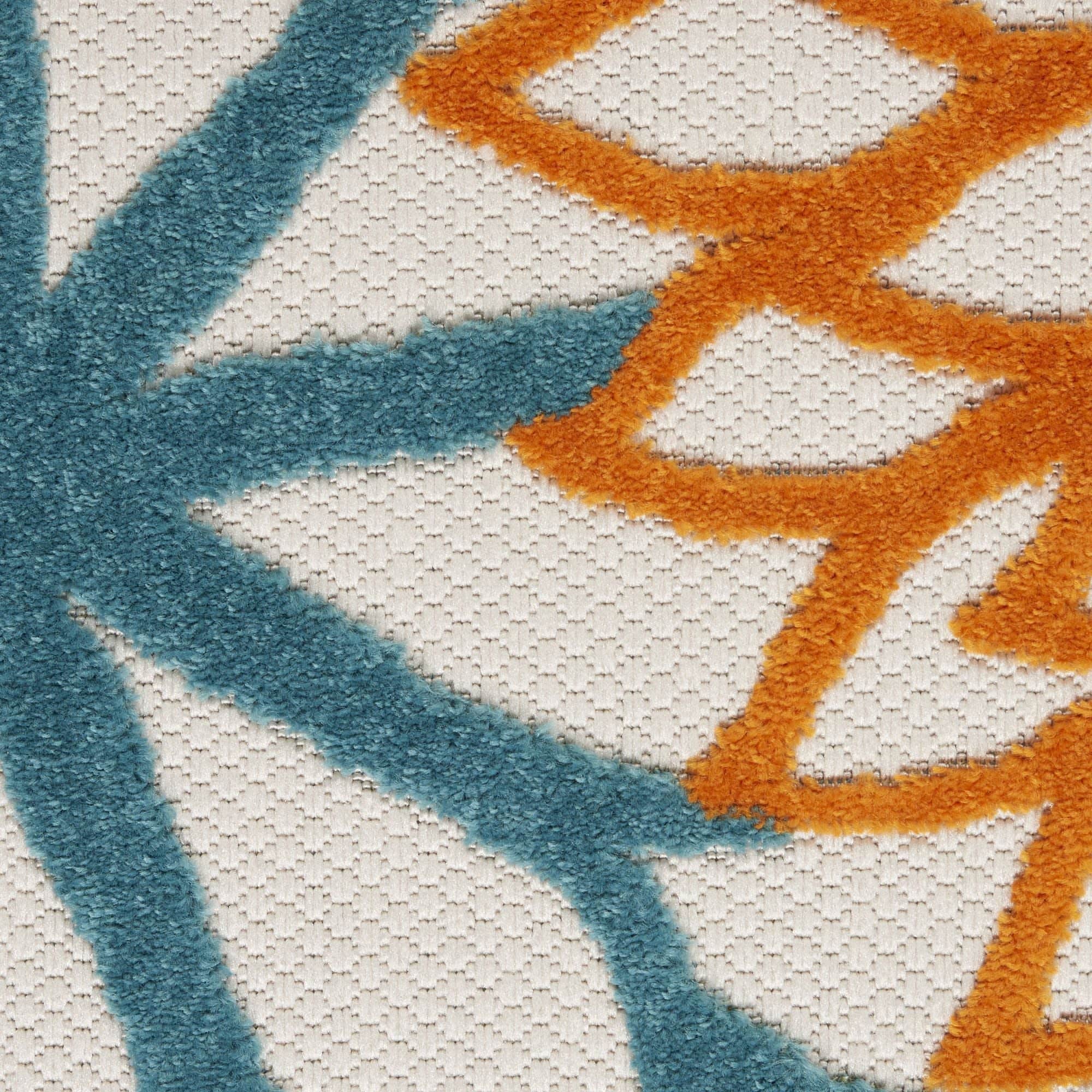 Turquoise Multicolor Tropical Indoor-Outdoor Black White Area Rug