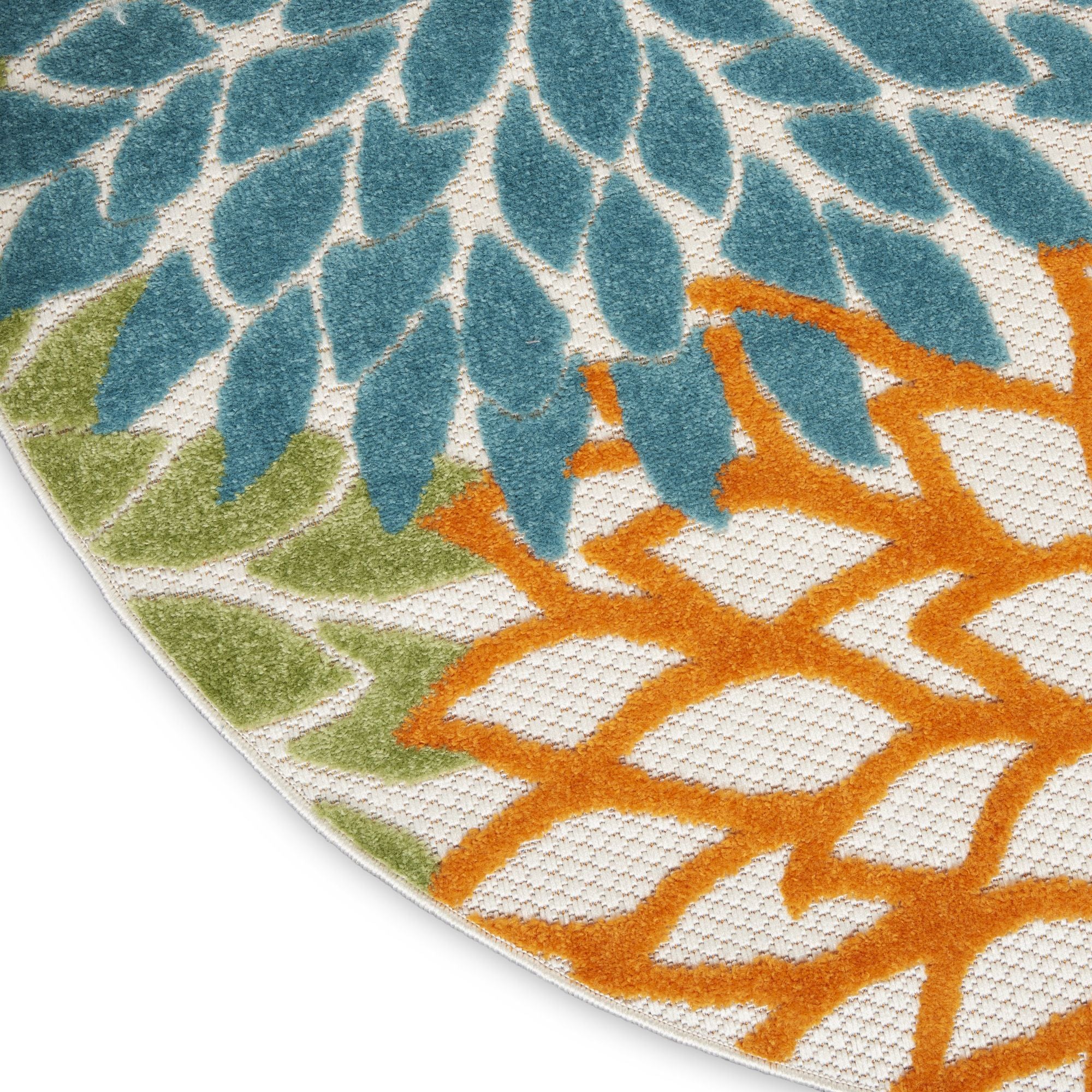 Turquoise Multicolor Tropical Indoor-Outdoor Black White Area Rug