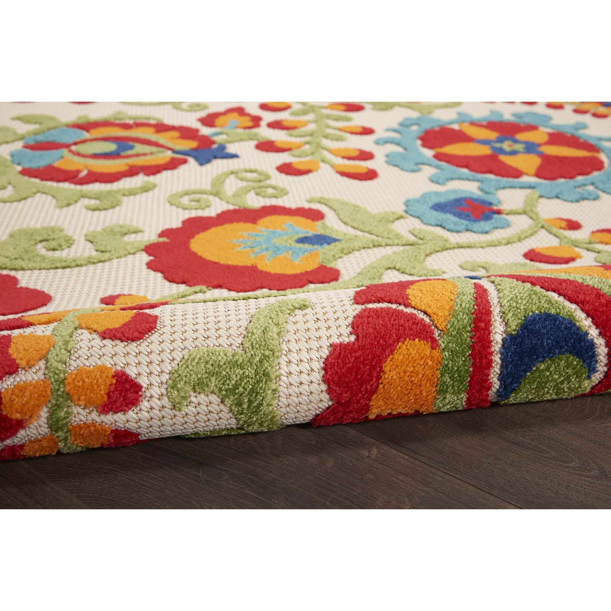 Multicolor Farmhouse Indoor-Outdoor Swirling Vines Rug