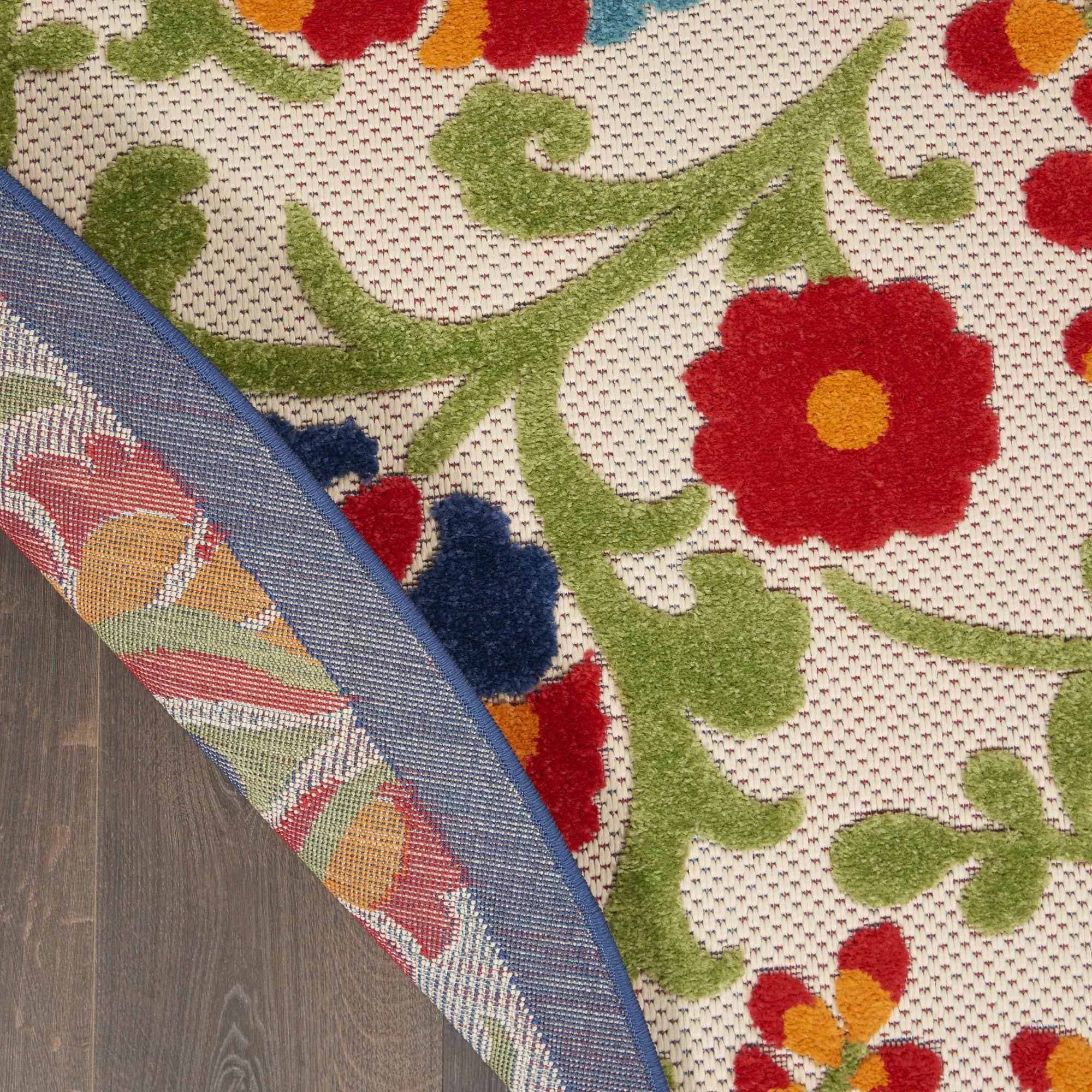 Multicolor Farmhouse Indoor-Outdoor Swirling Vines Rug