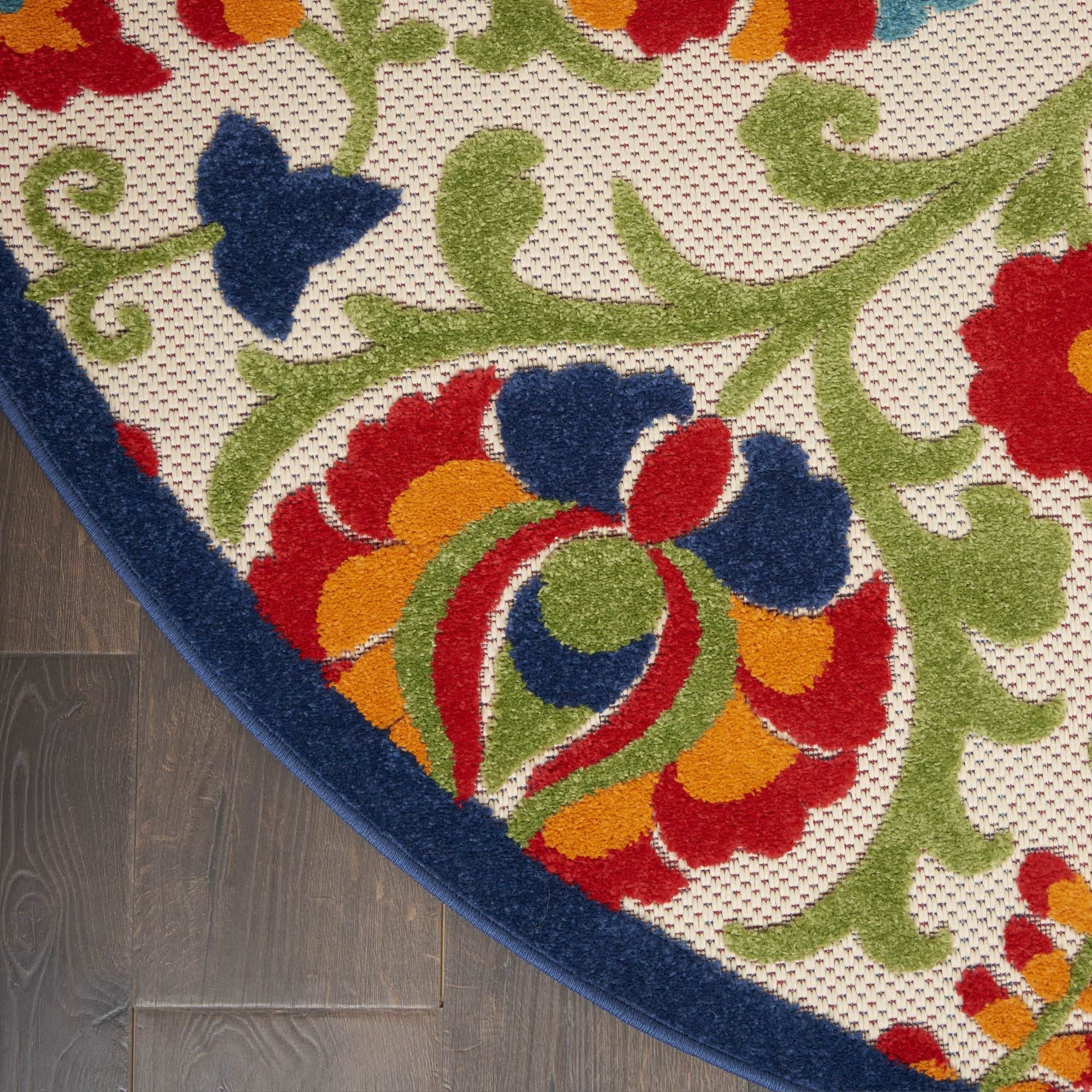 Multicolor Farmhouse Indoor-Outdoor Swirling Vines Rug