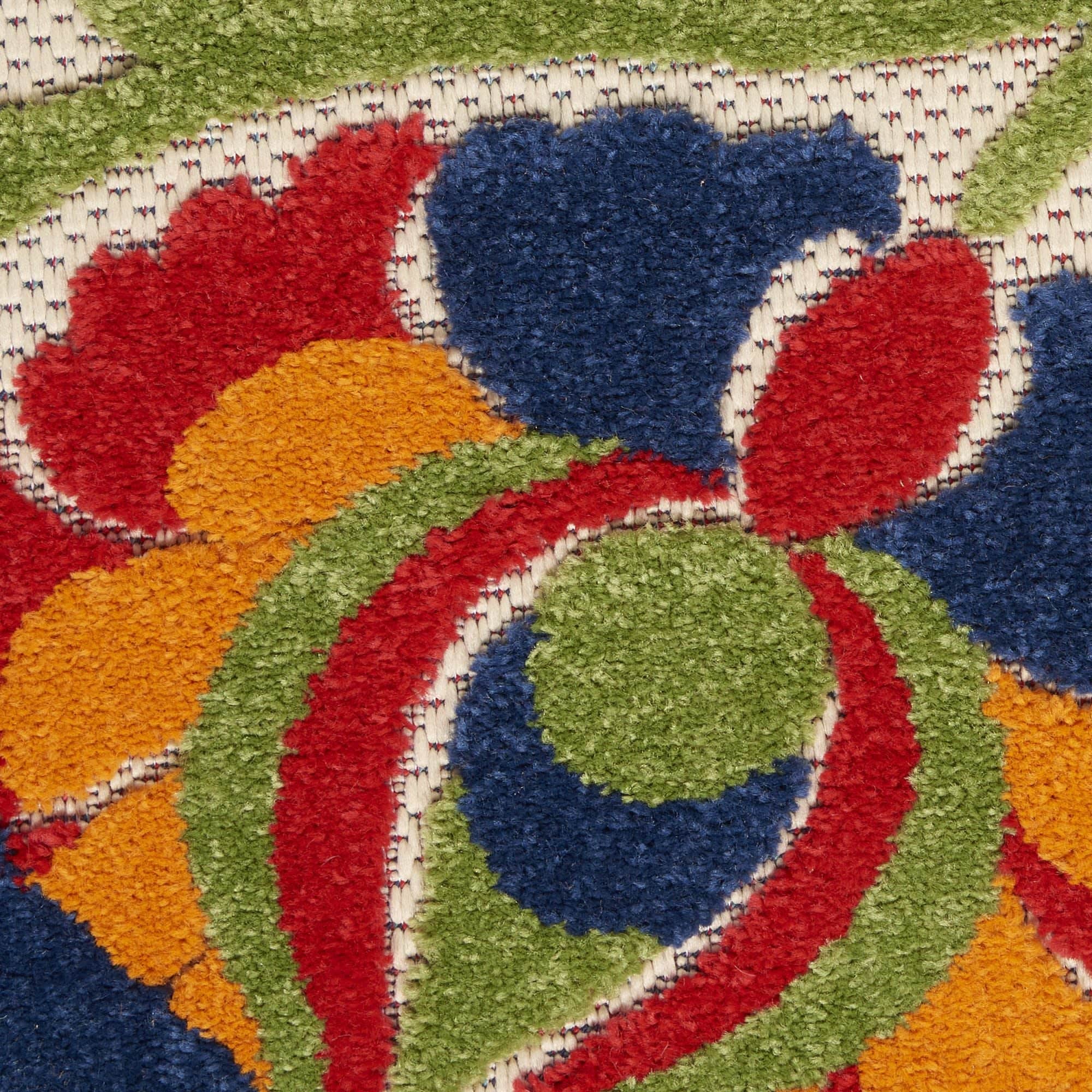 Multicolor Farmhouse Indoor-Outdoor Swirling Vines Rug