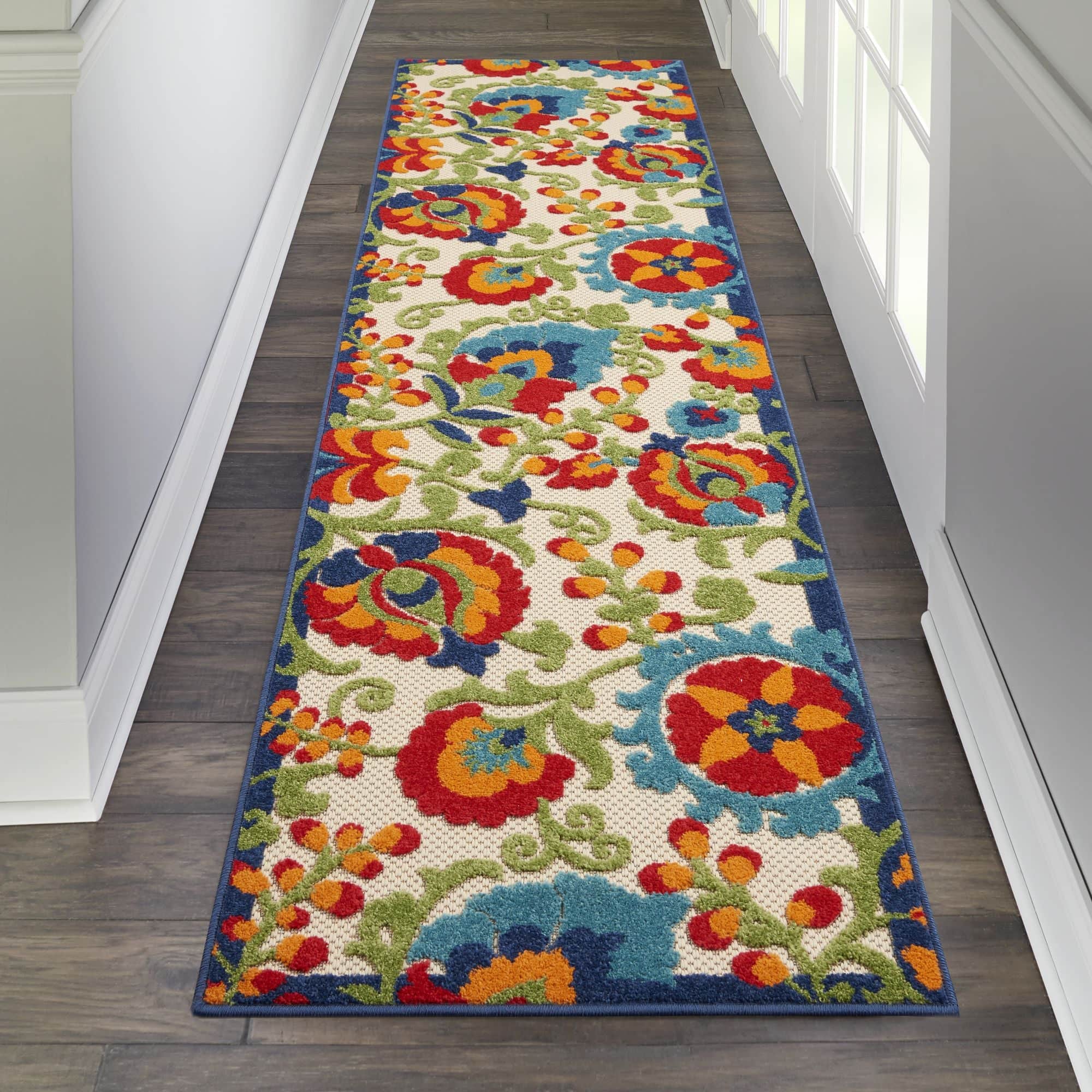 Multicolor Farmhouse Indoor-Outdoor Swirling Vines Rug