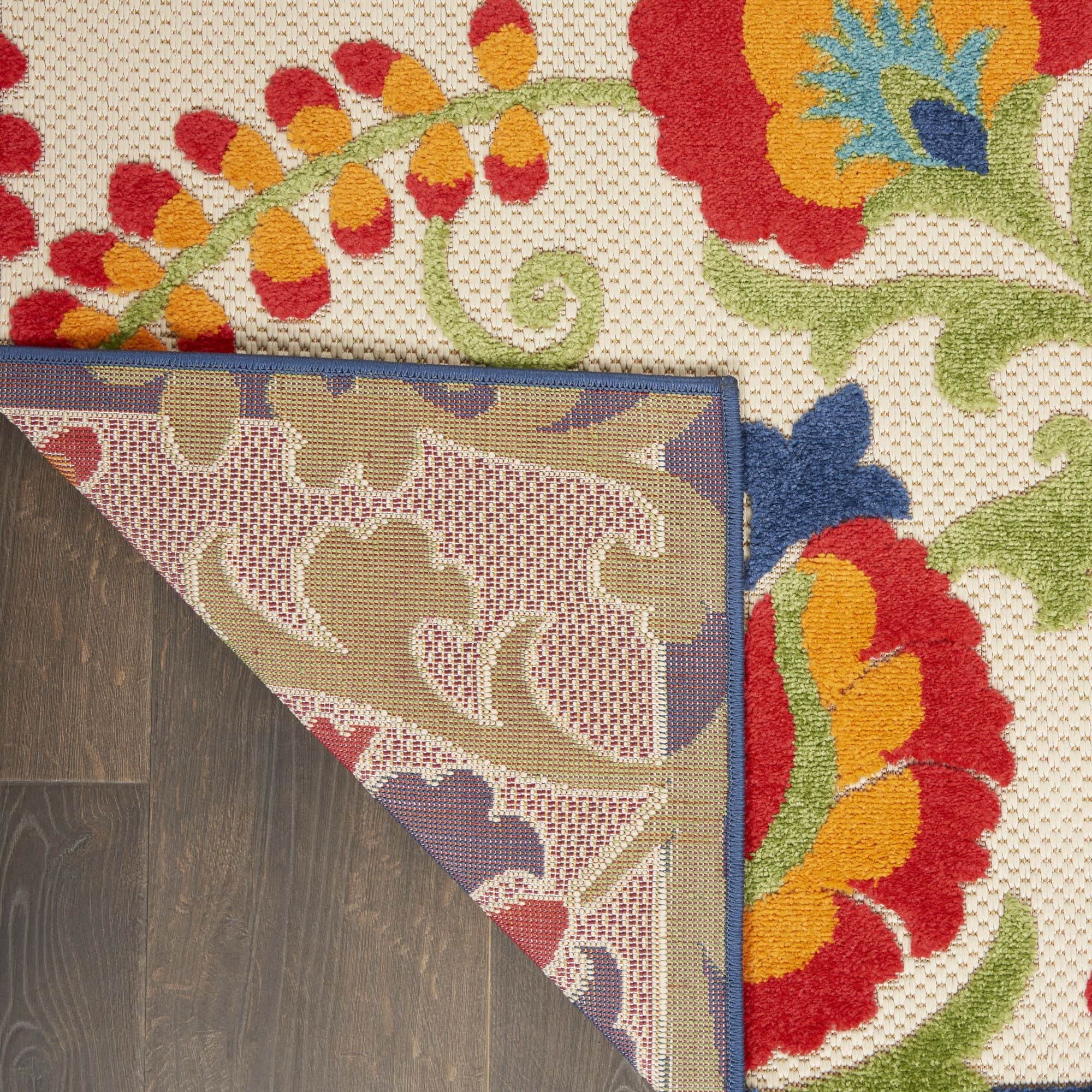 Multicolor Farmhouse Indoor-Outdoor Swirling Vines Rug