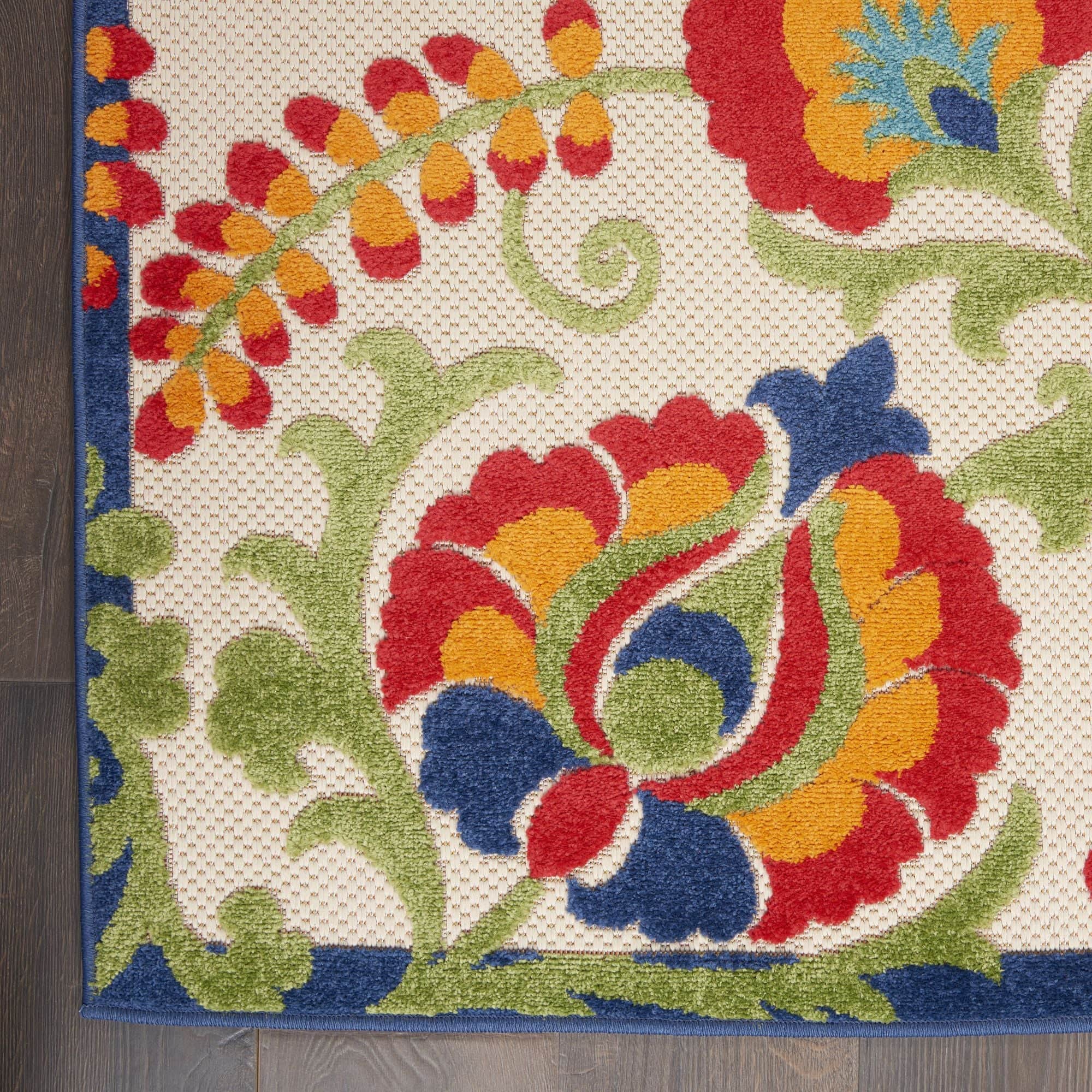 Multicolor Farmhouse Indoor-Outdoor Swirling Vines Rug